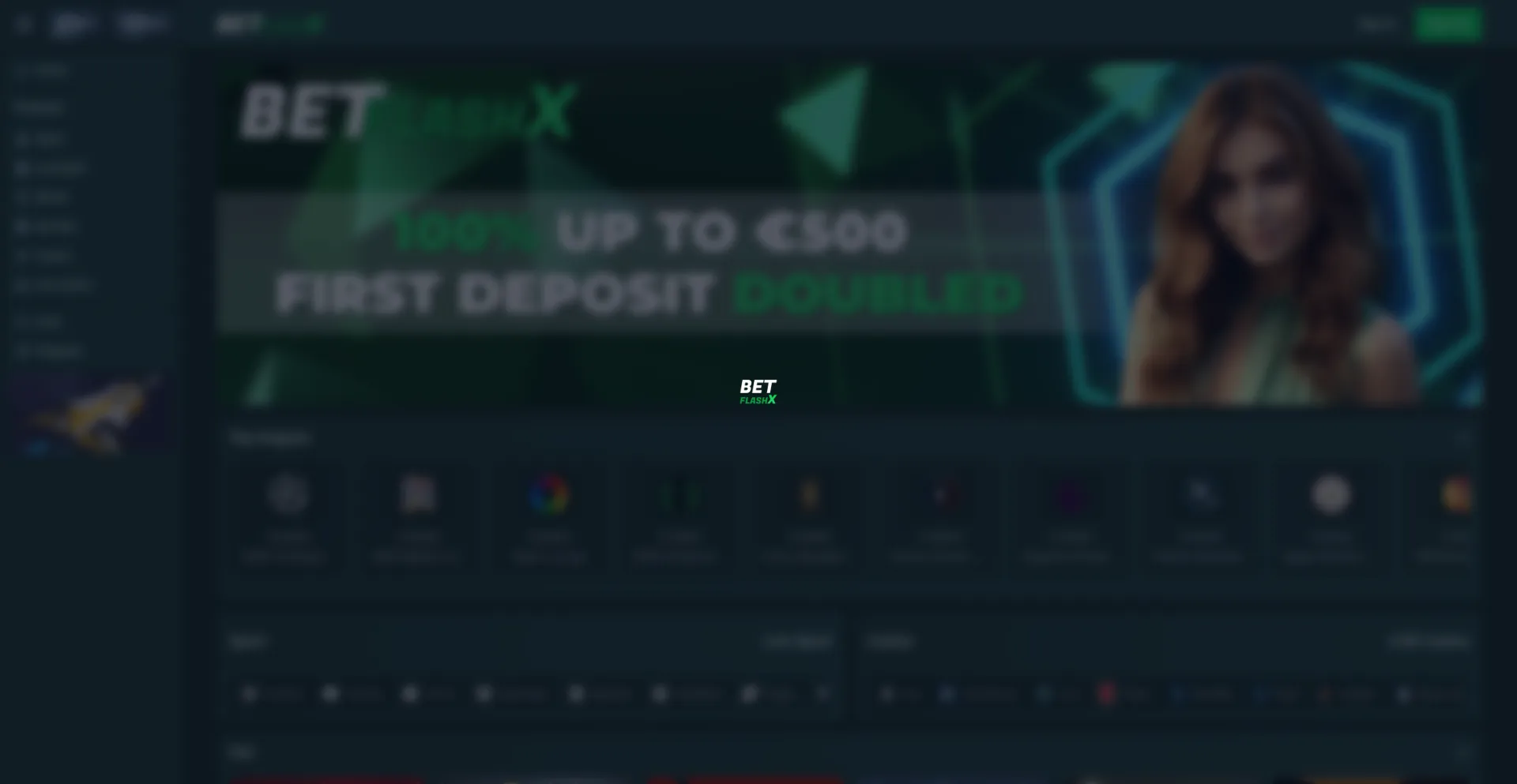Website screenshot of Betflashx.com