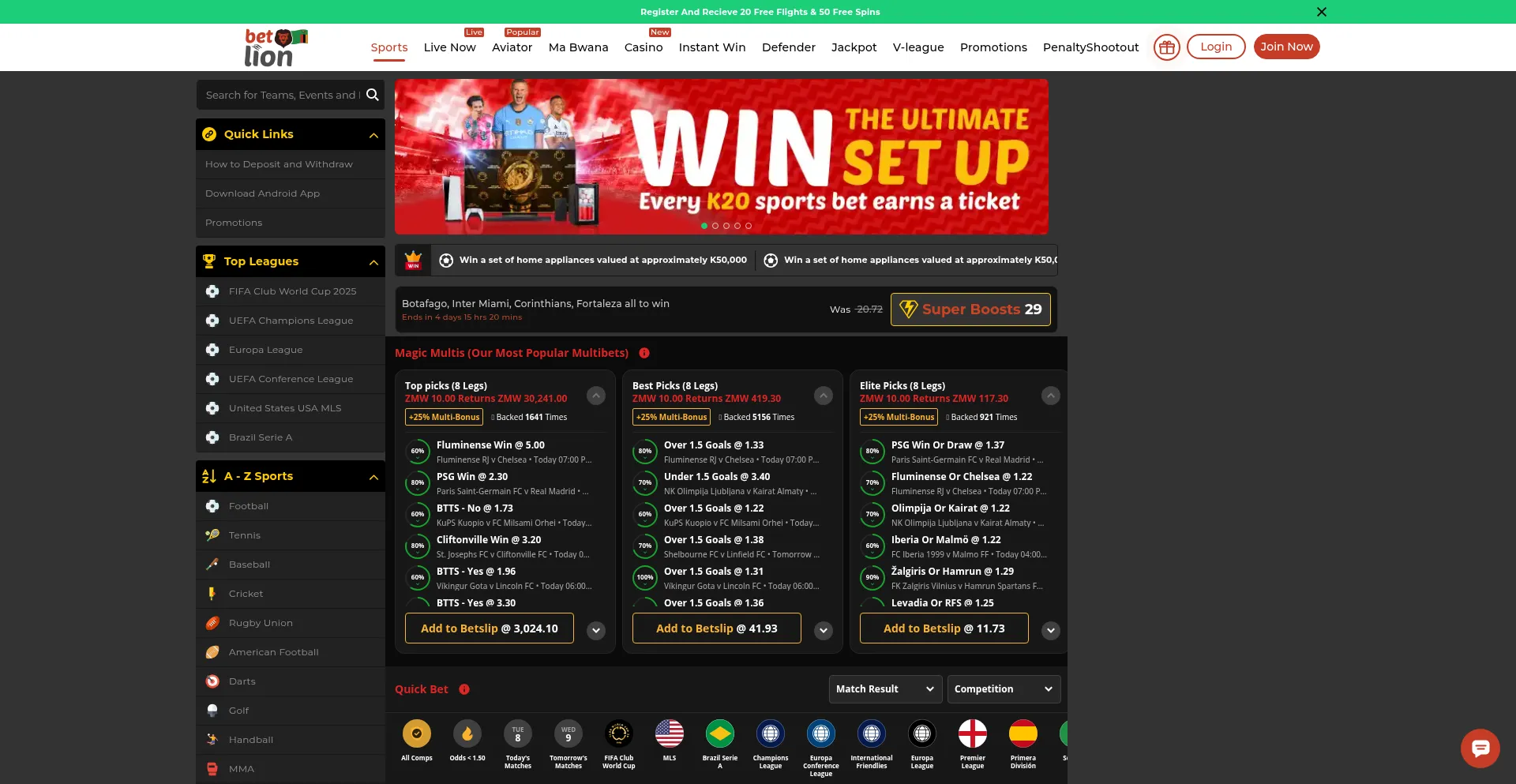 Website screenshot of Betlion.com