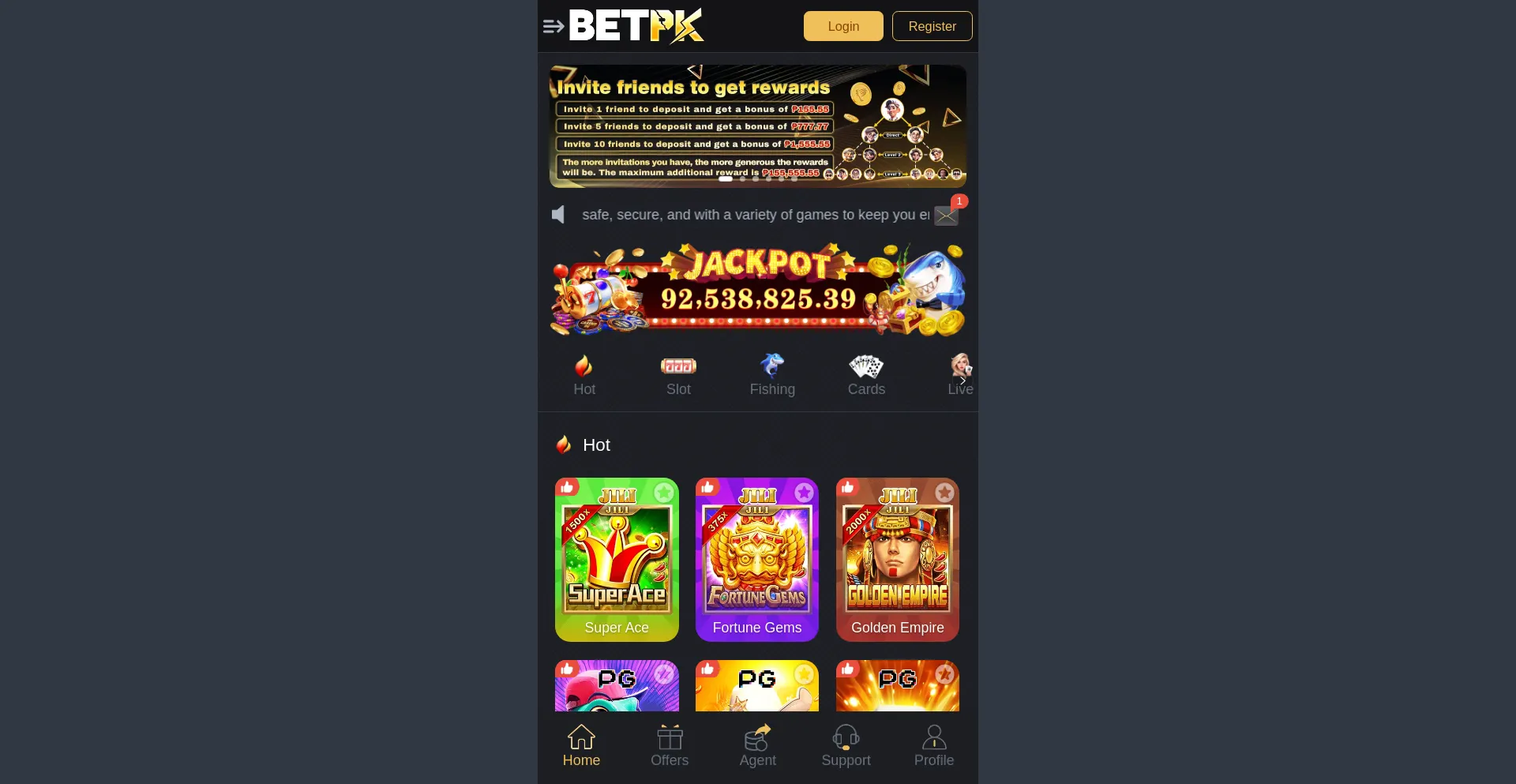 Website screenshot of Betpk111.com