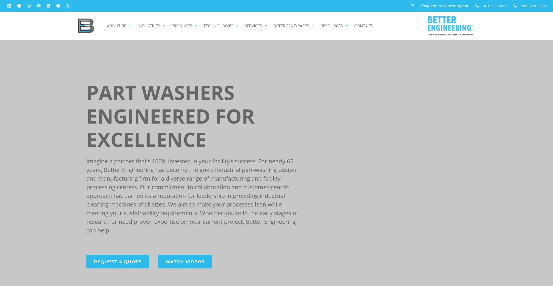 Website screenshot of Betterengineering.com