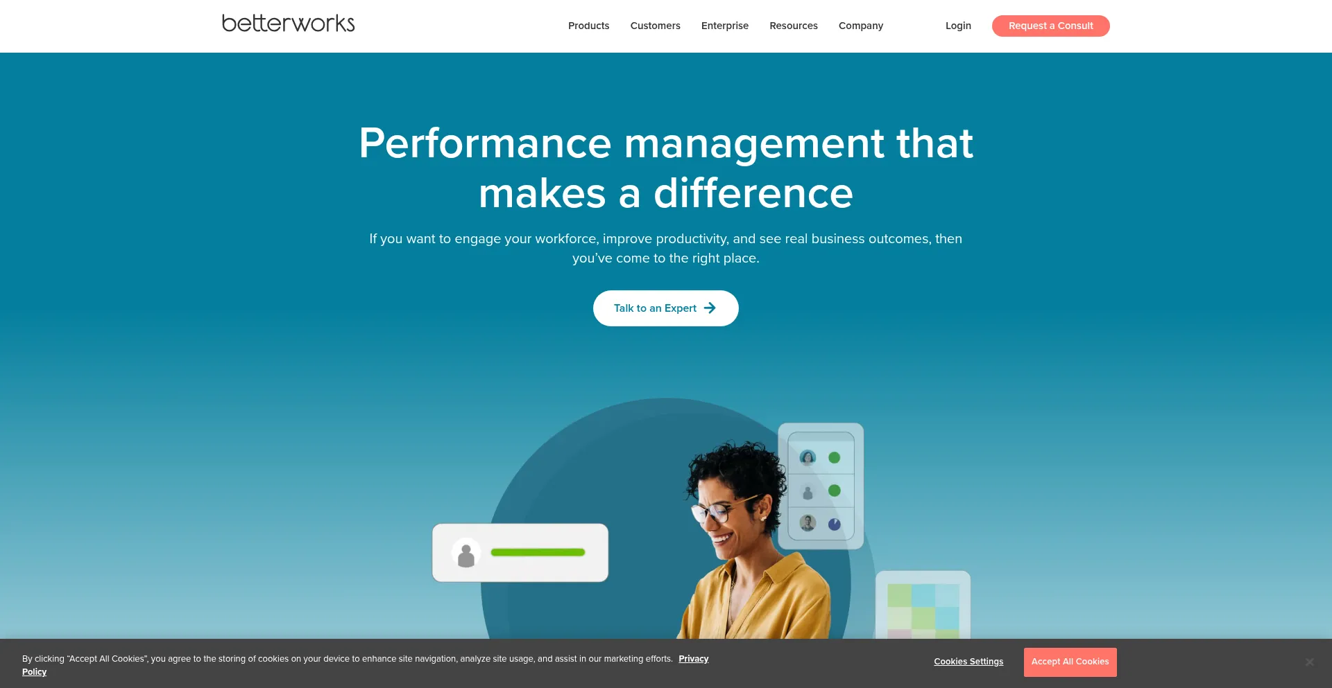 Website screenshot of Betterworks.com