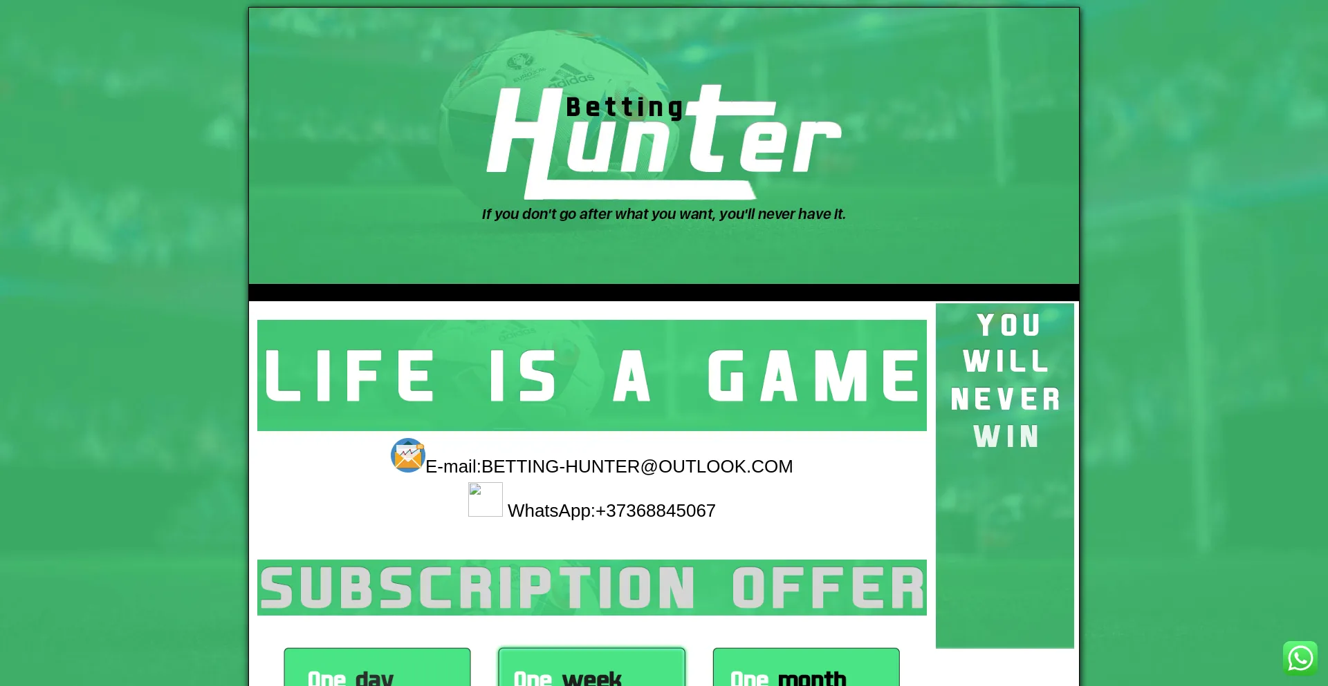 Website screenshot of Betting-hunter.com