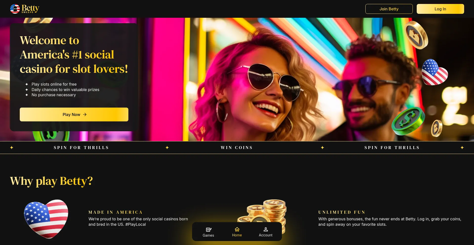 Website screenshot of Bettysweeps.com