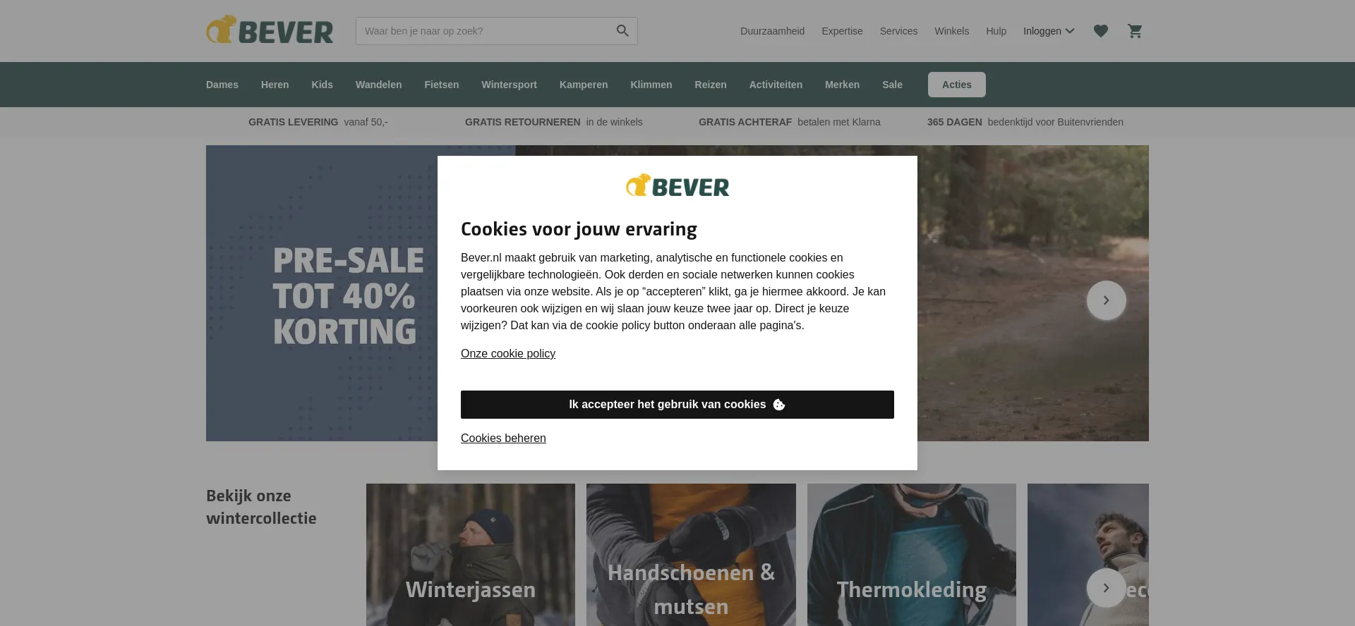 Website screenshot of Bever.nl