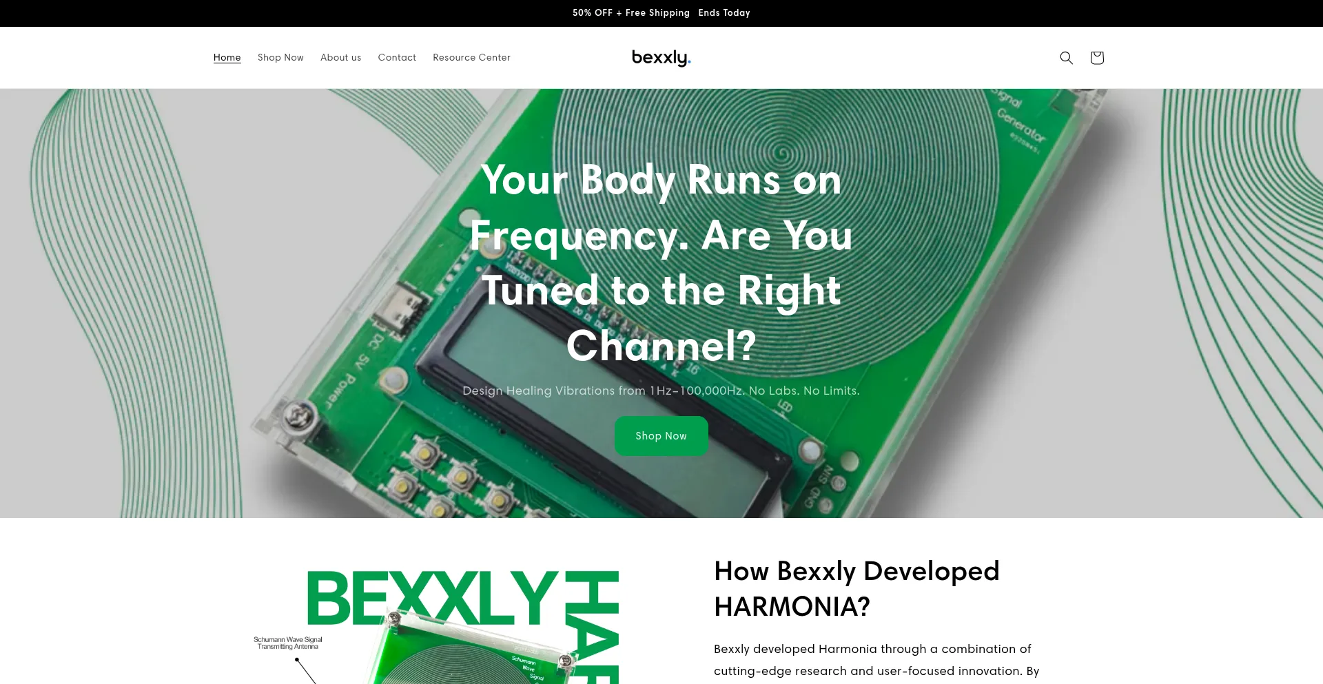 Website screenshot of Bexxly.com