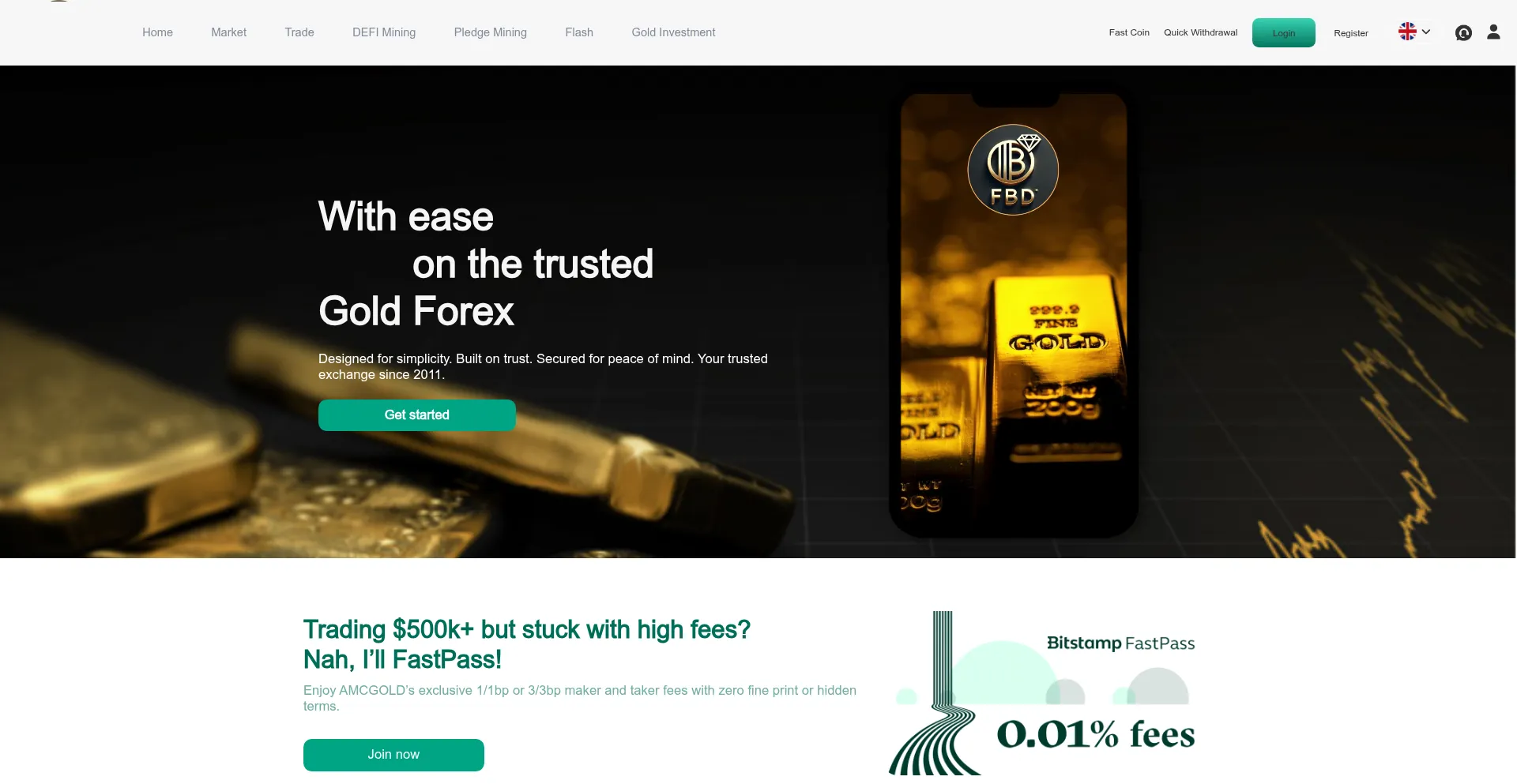 Website screenshot of Bfdgold.com