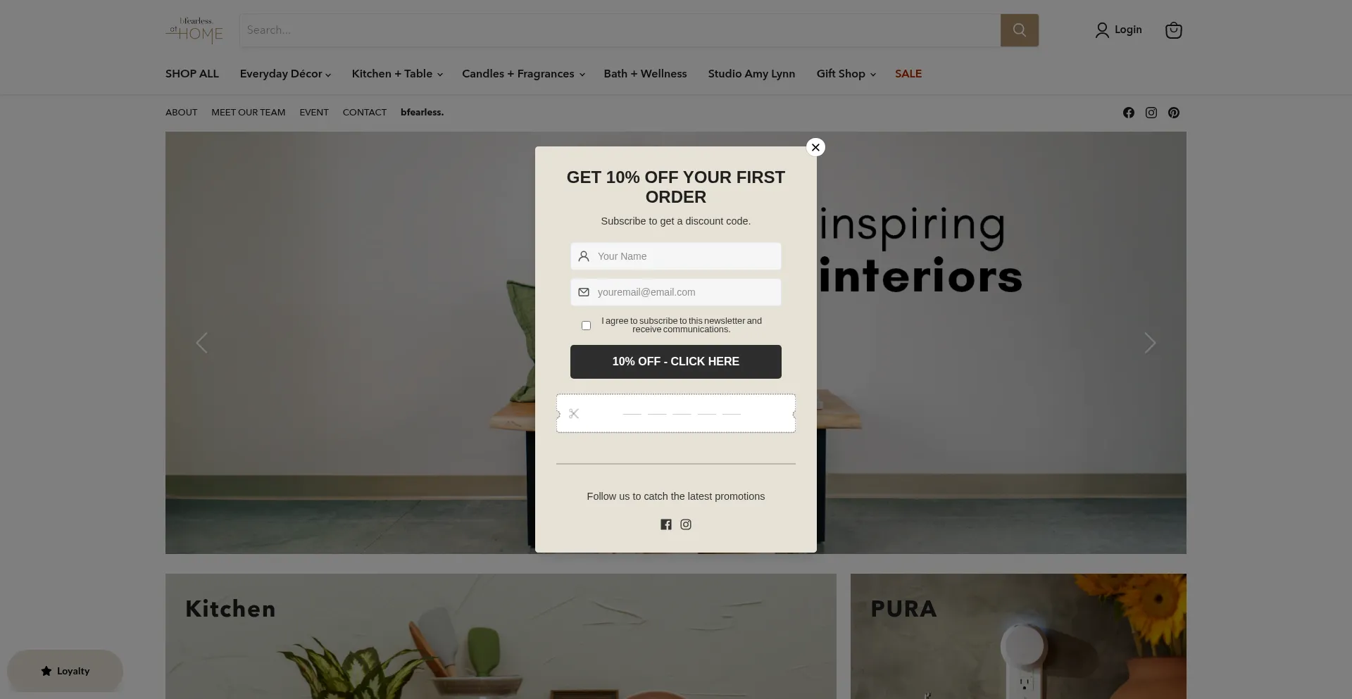 Website screenshot of Bfearlessathome.com