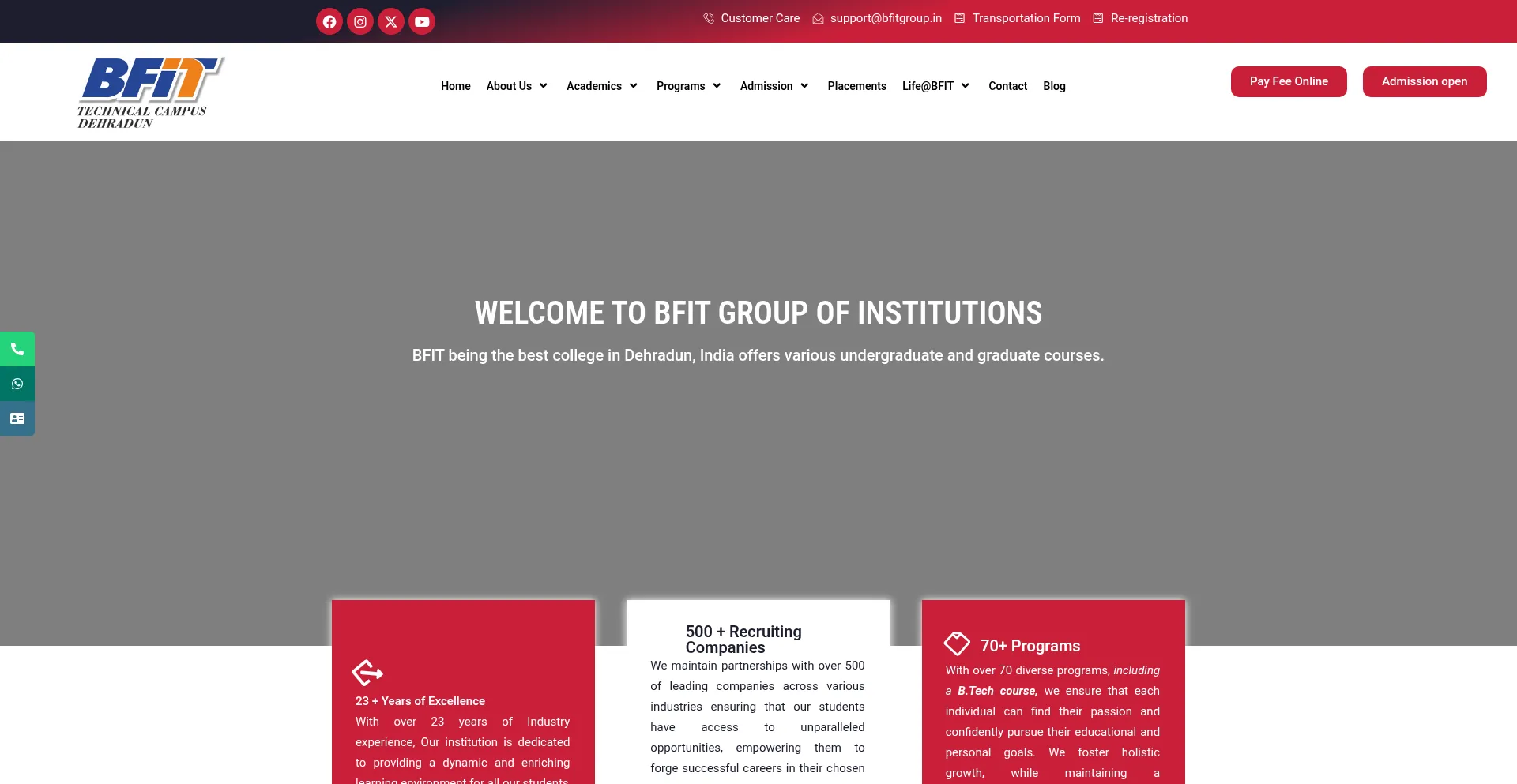 Website screenshot of Bfitgroup.in