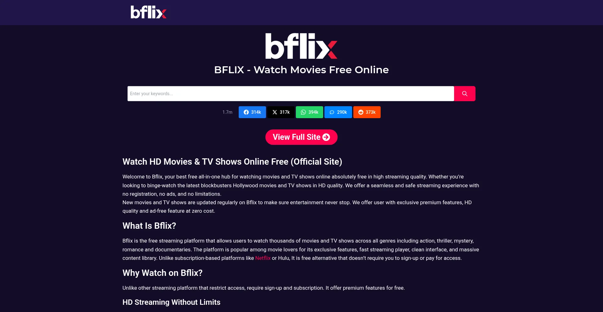 Website screenshot of Bflix.com.tr
