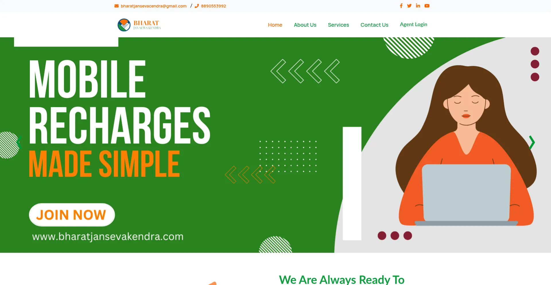 Website screenshot of Bharatjansewakendra.com
