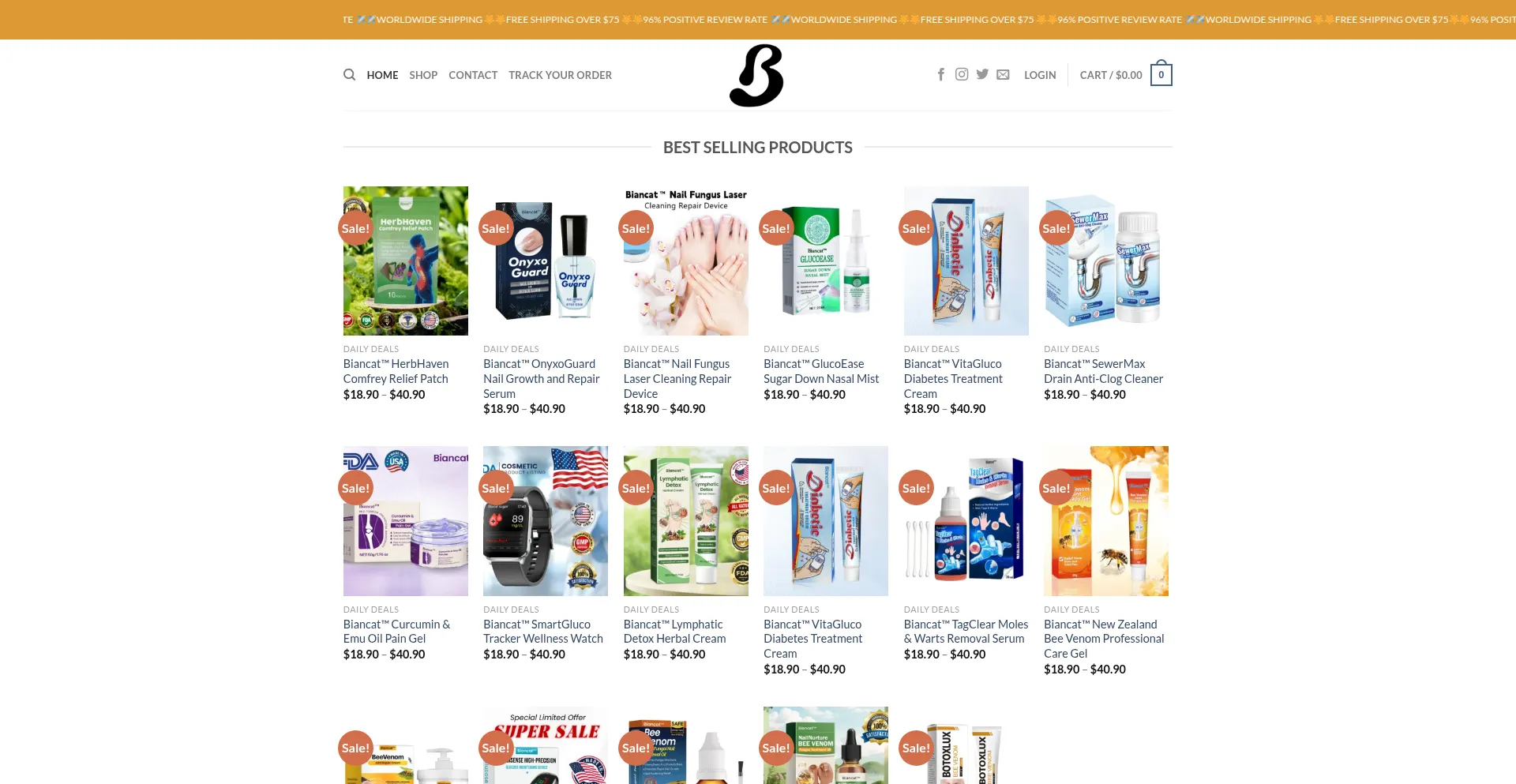 Website screenshot of Biancat-1.com