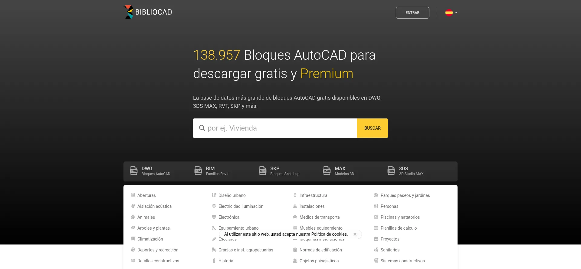 Website screenshot of Bibliocad.com