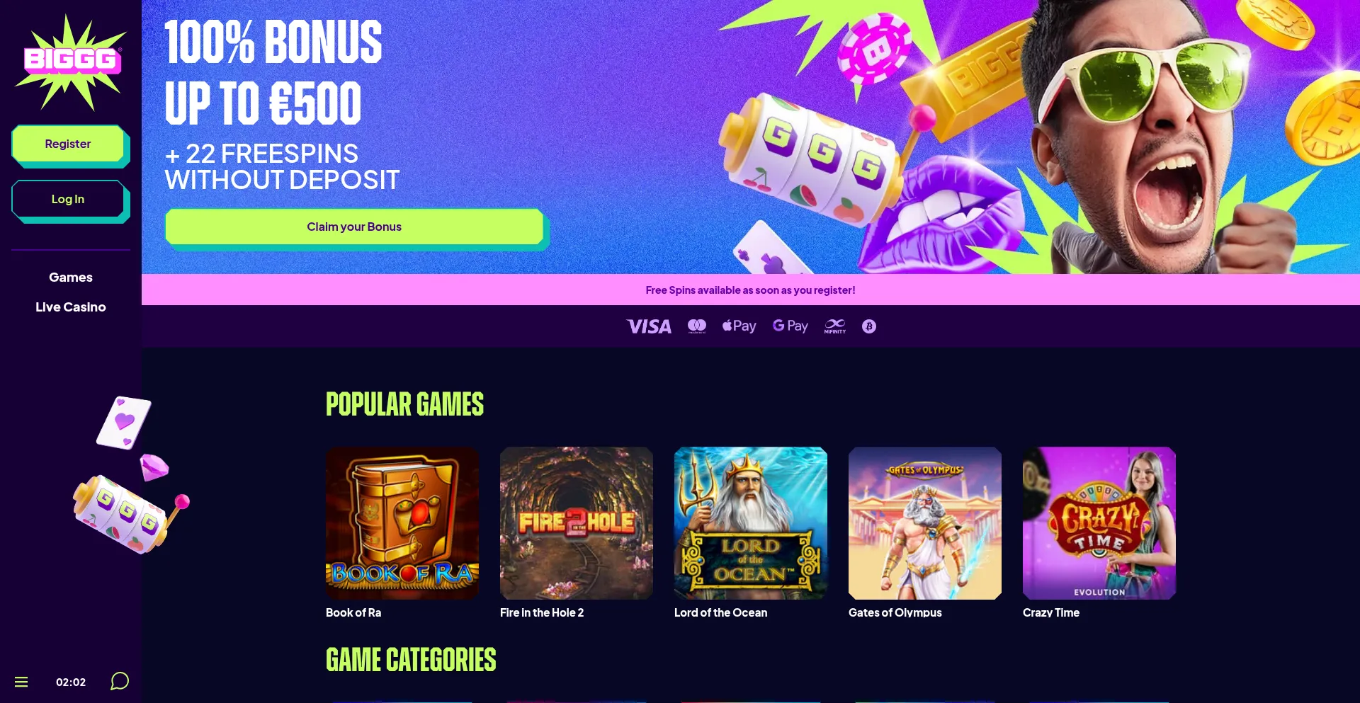 Website screenshot of Biggg.com