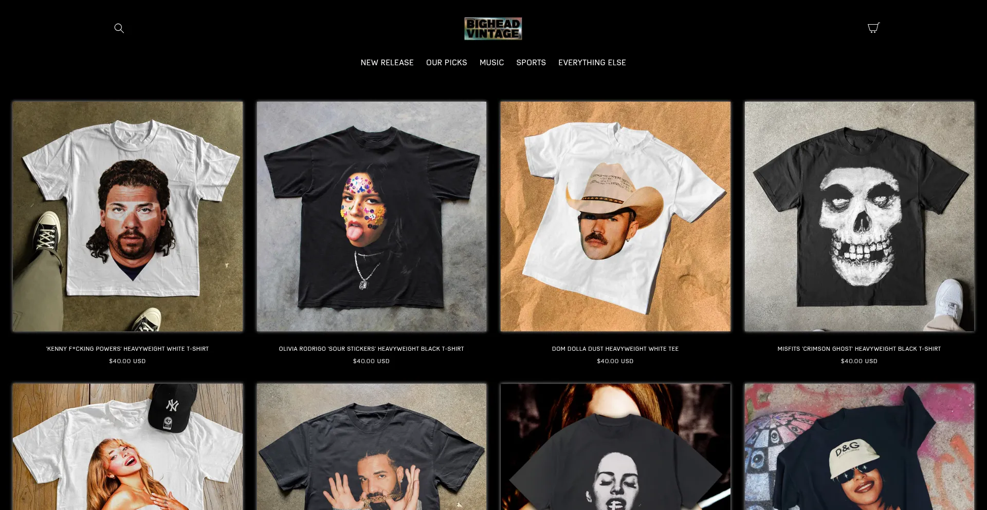Website screenshot of Bigheadvintage.com