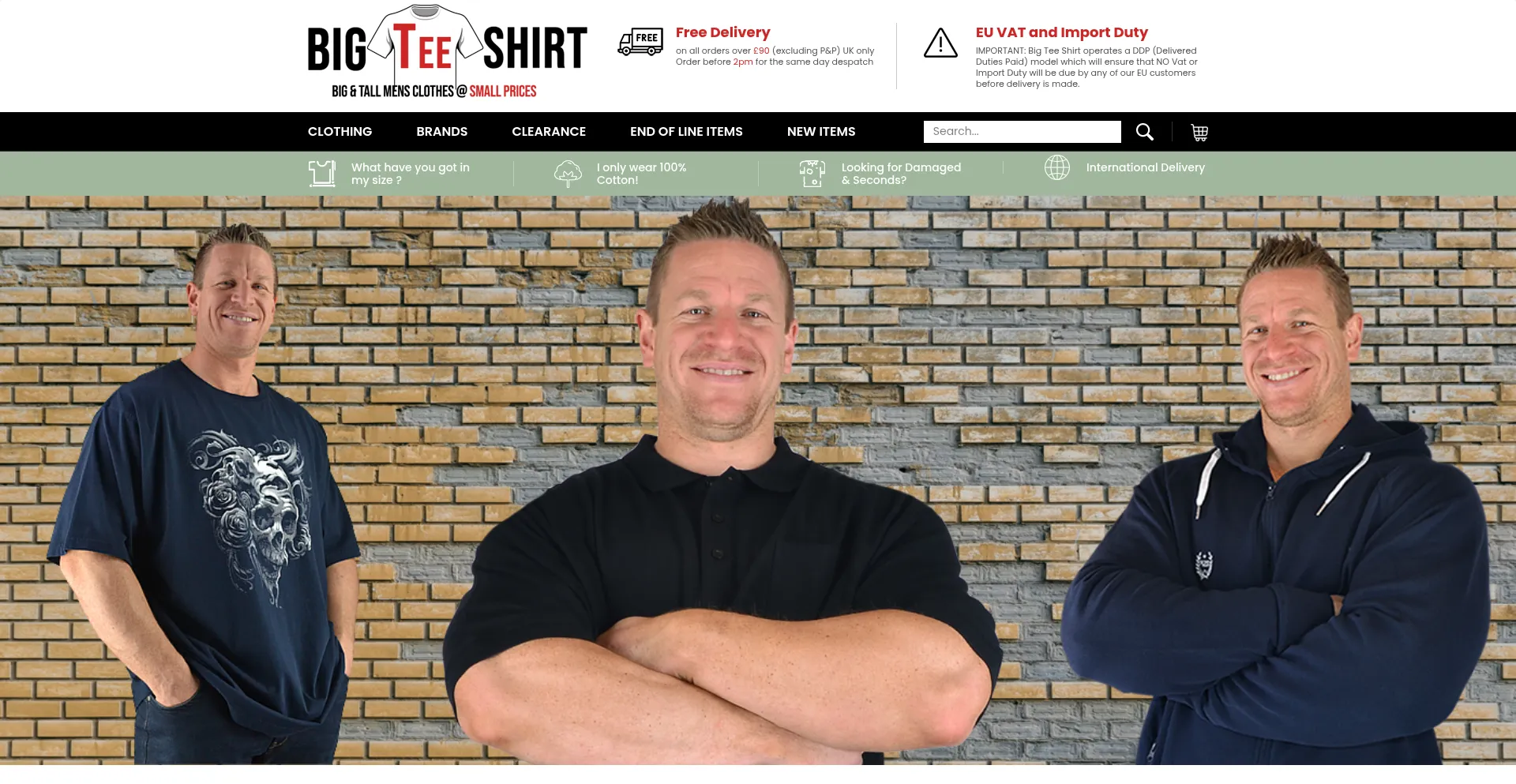 Website screenshot of Bigteeshirt.co.uk