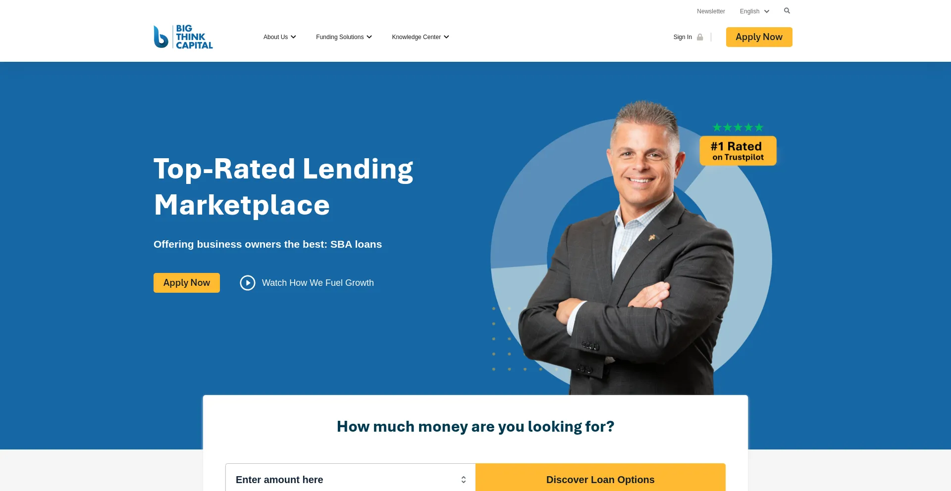 Website screenshot of Bigthinkcapital.com