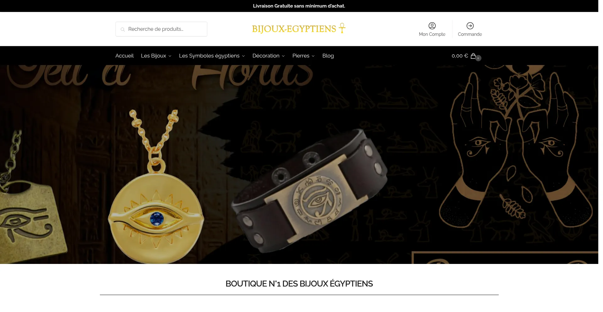Website screenshot of Bijoux-egyptiens.fr