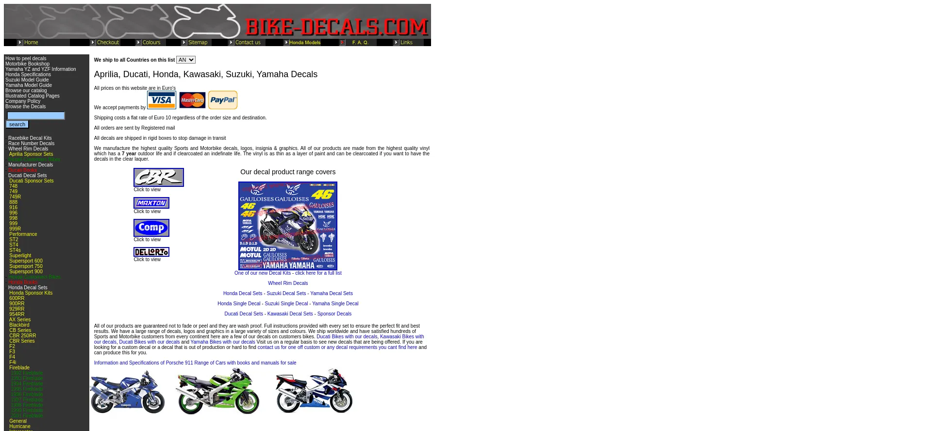 Website screenshot of Bike-decals.com