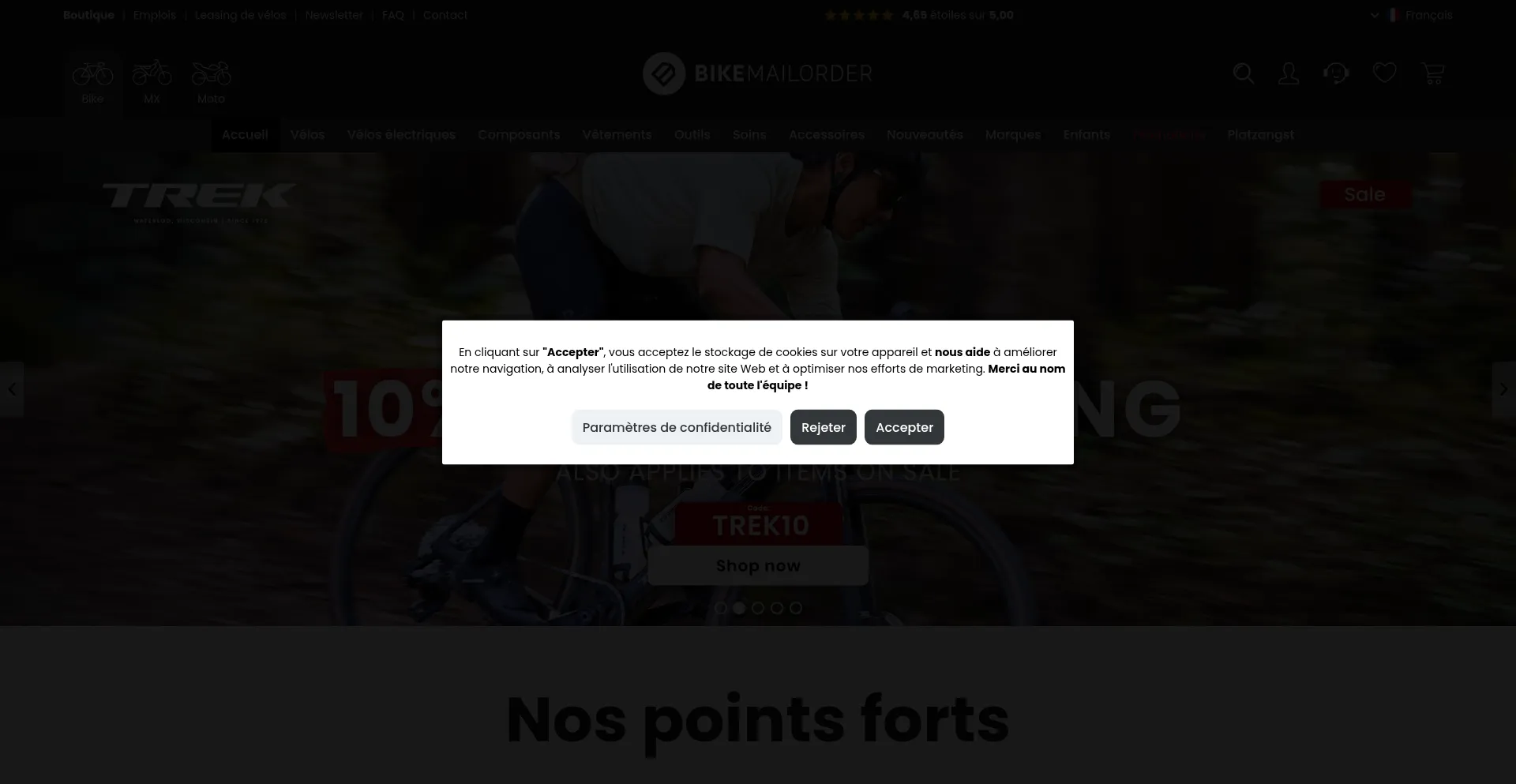 Website screenshot of Bike-mailorder.fr
