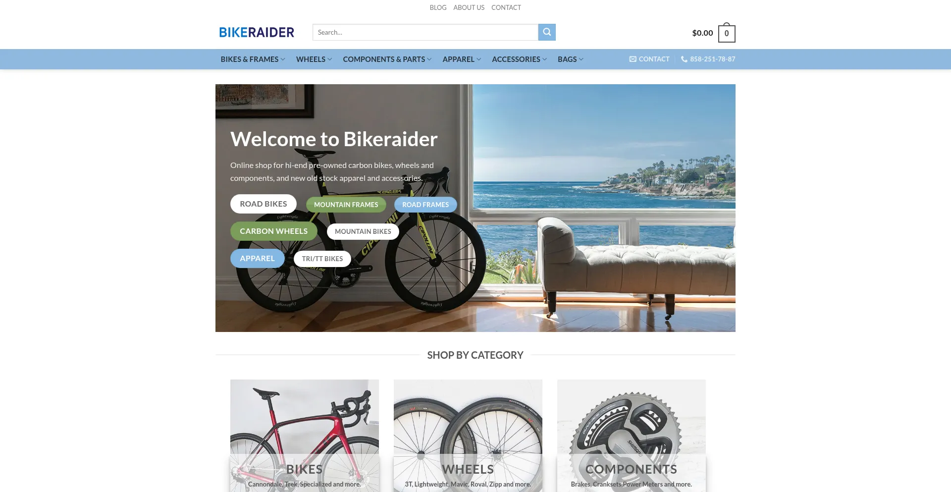 Website screenshot of Bikeraider.com