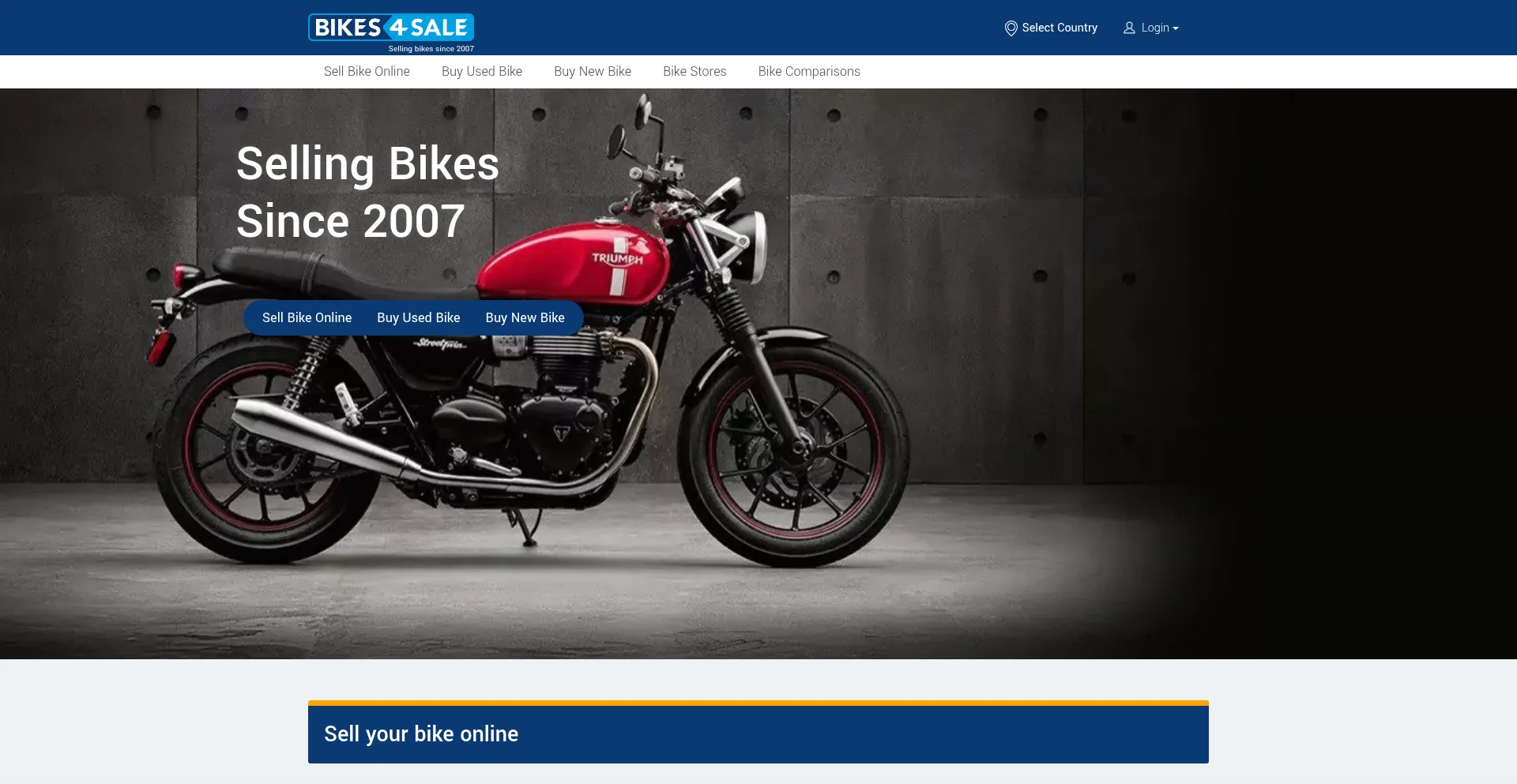 Website screenshot of Bikes4sale.com