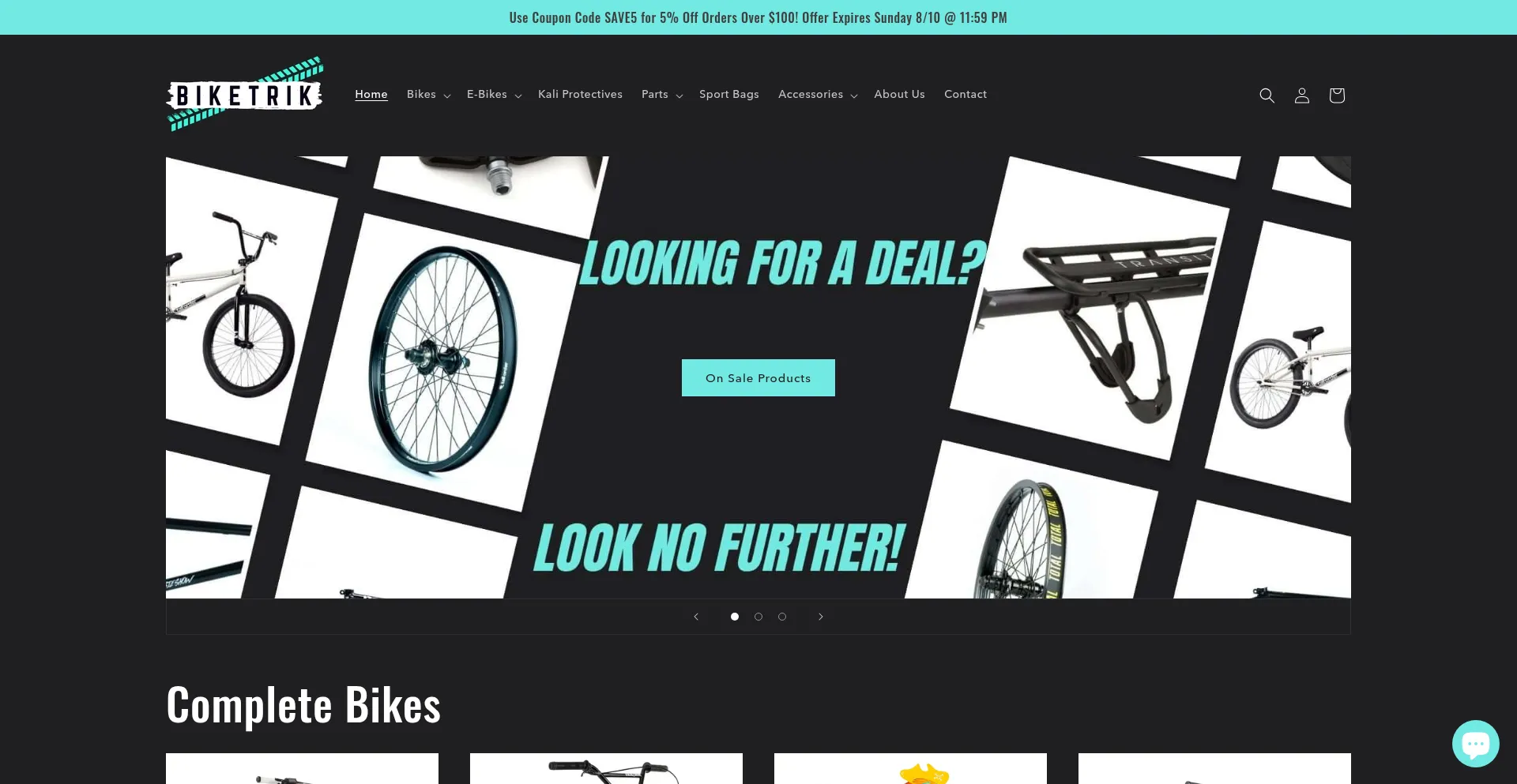 Website screenshot of Biketrik.com