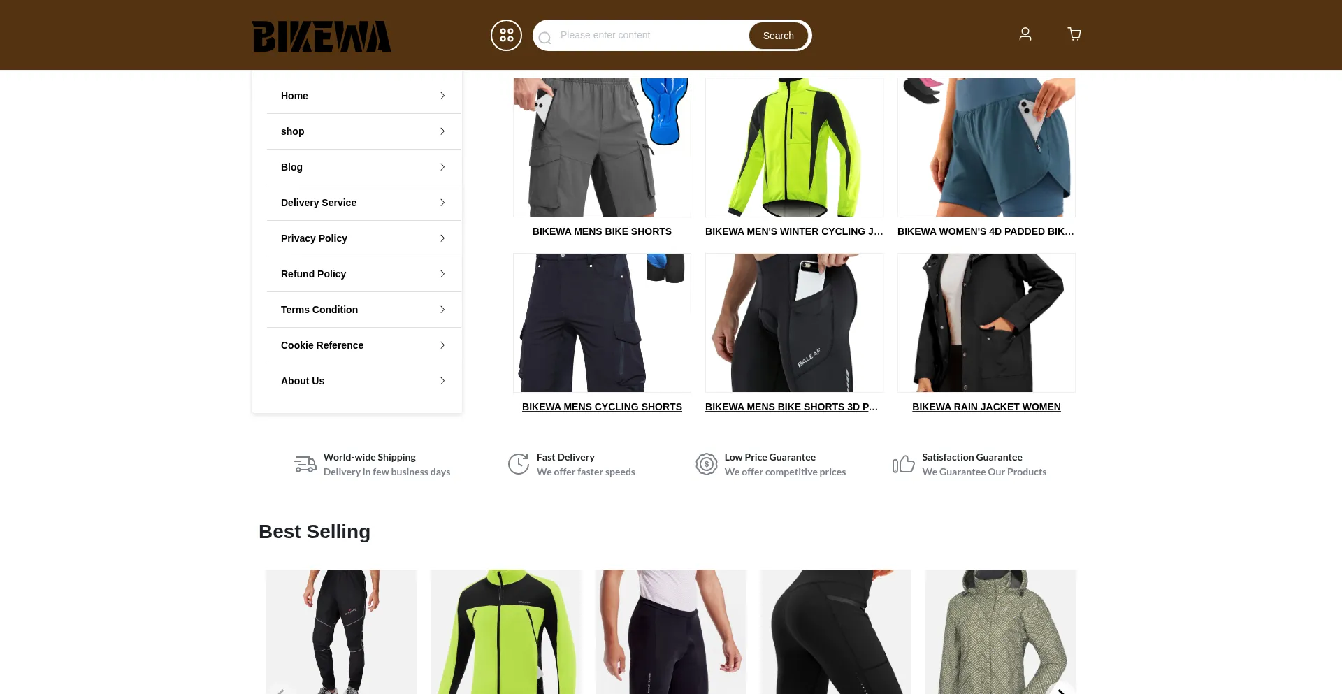 Website screenshot of Bikewagearhub.shop
