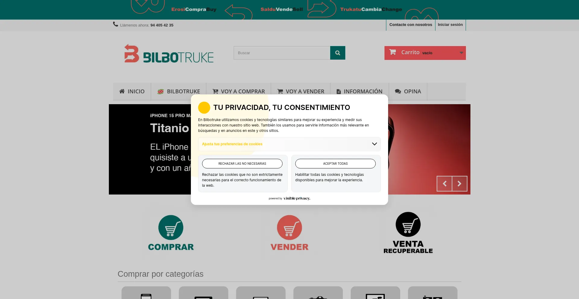 Website screenshot of Bilbotruke.net