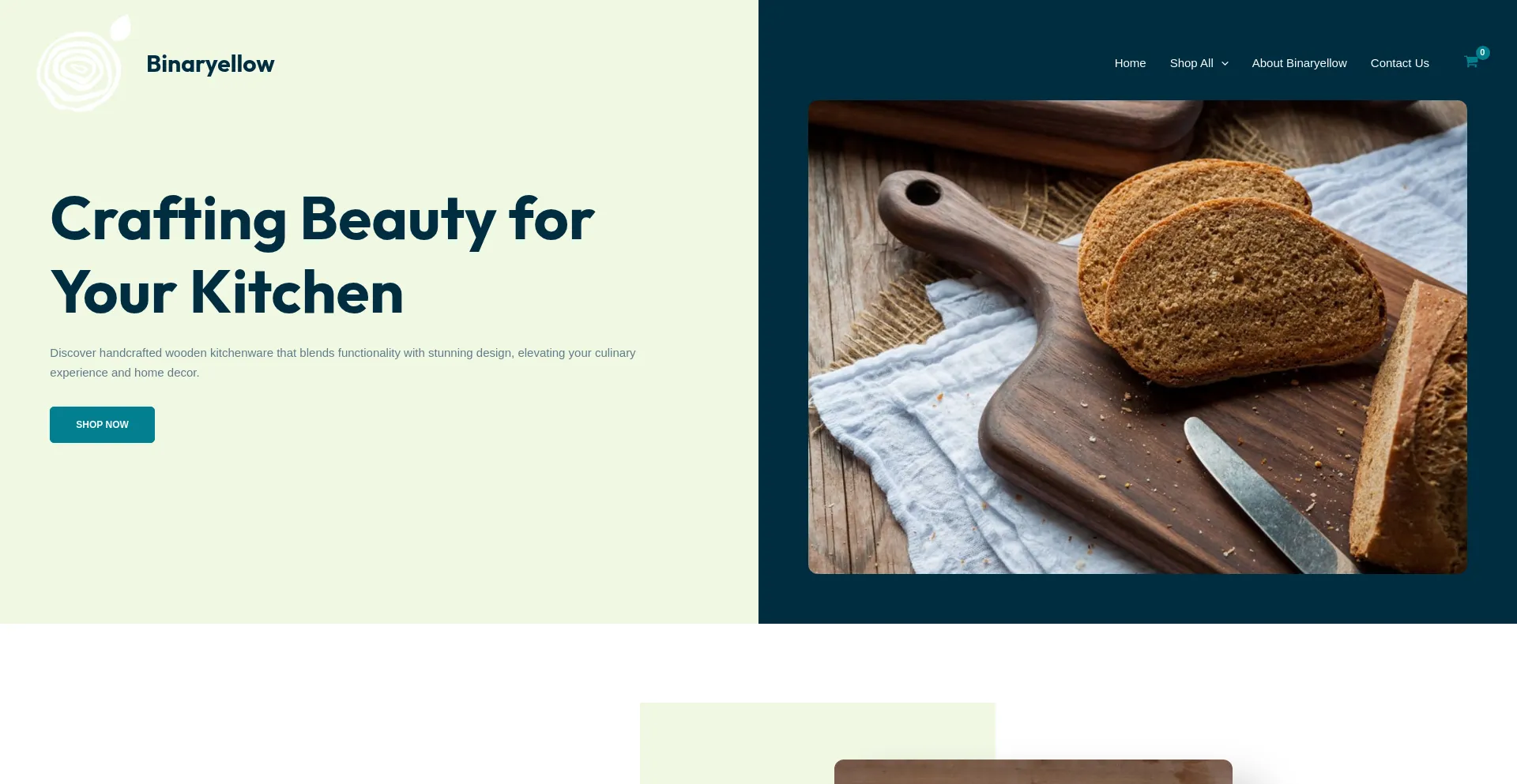 Website screenshot of Binaryellow.com