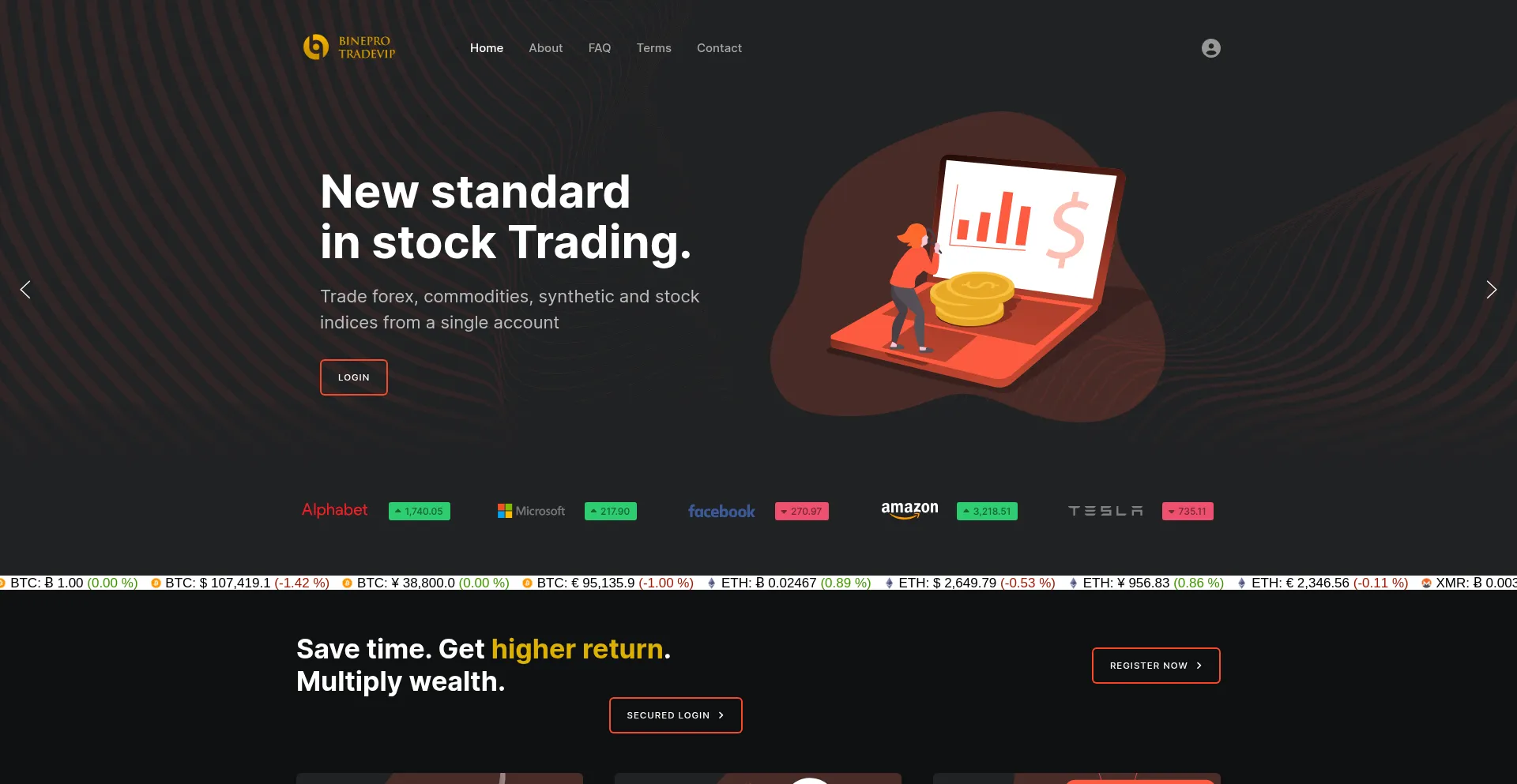 Website screenshot of Bineprotradevip.com