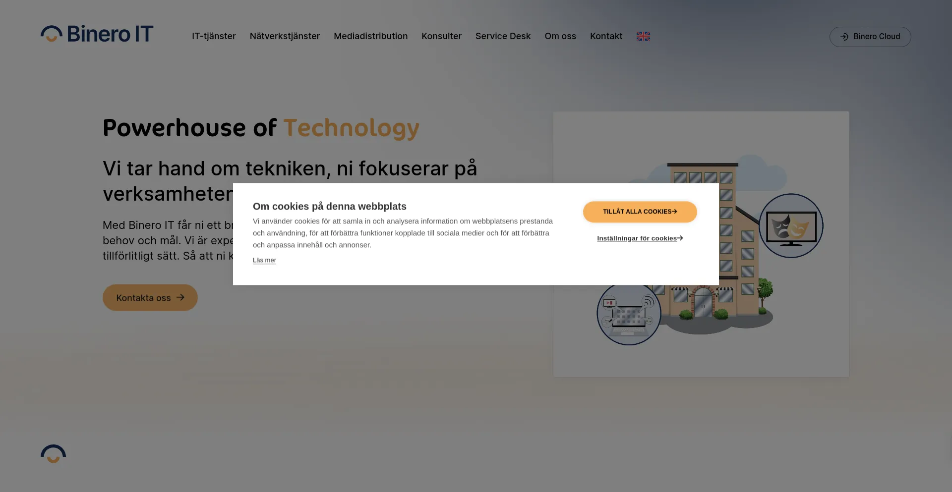 Website screenshot of Binero.com
