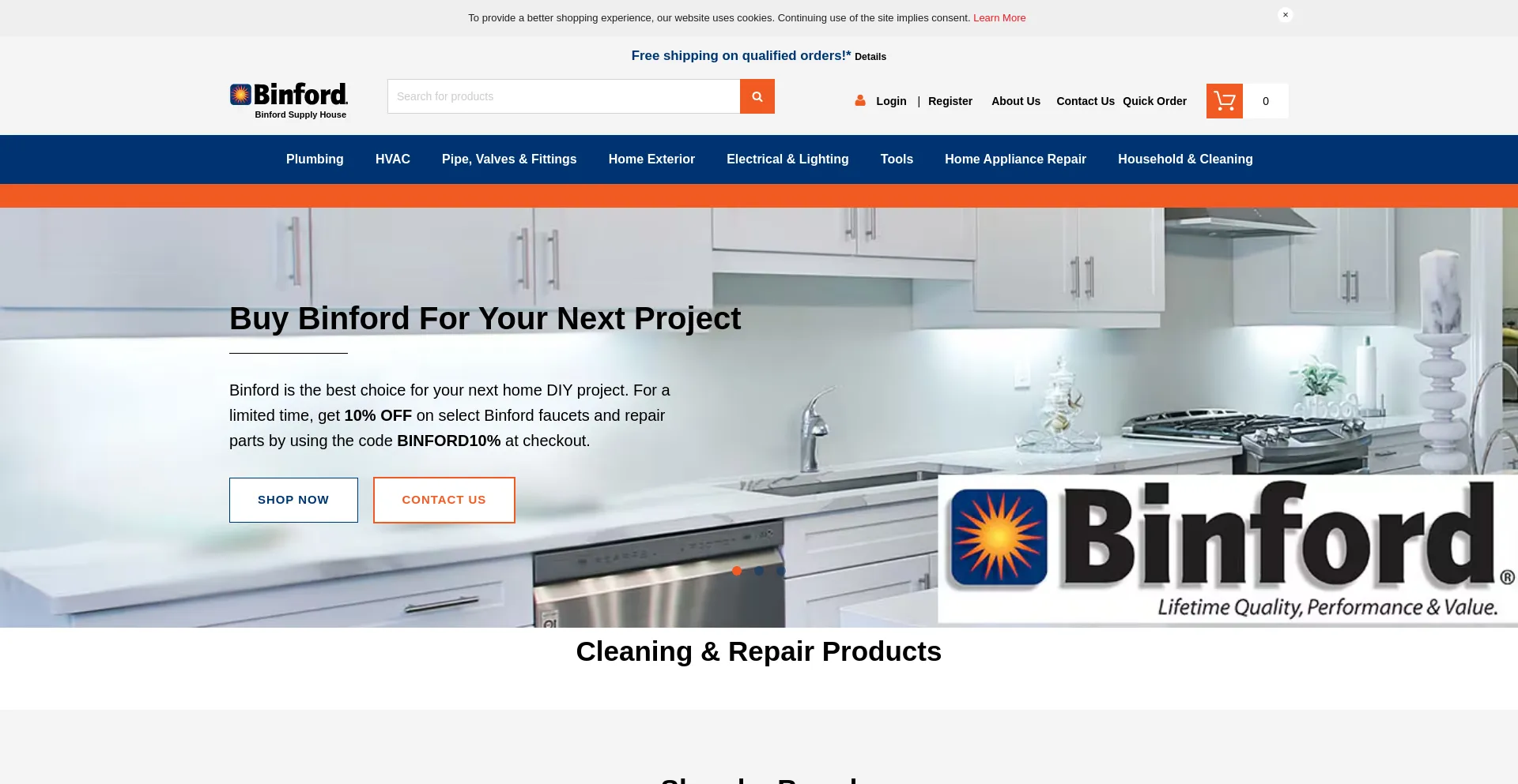Website screenshot of Binfordsupplyhouse.com