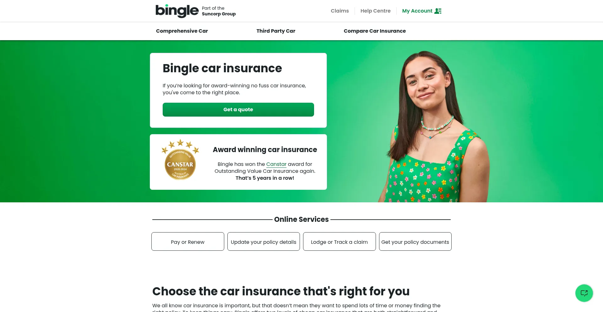 Website screenshot of Bingle.com.au