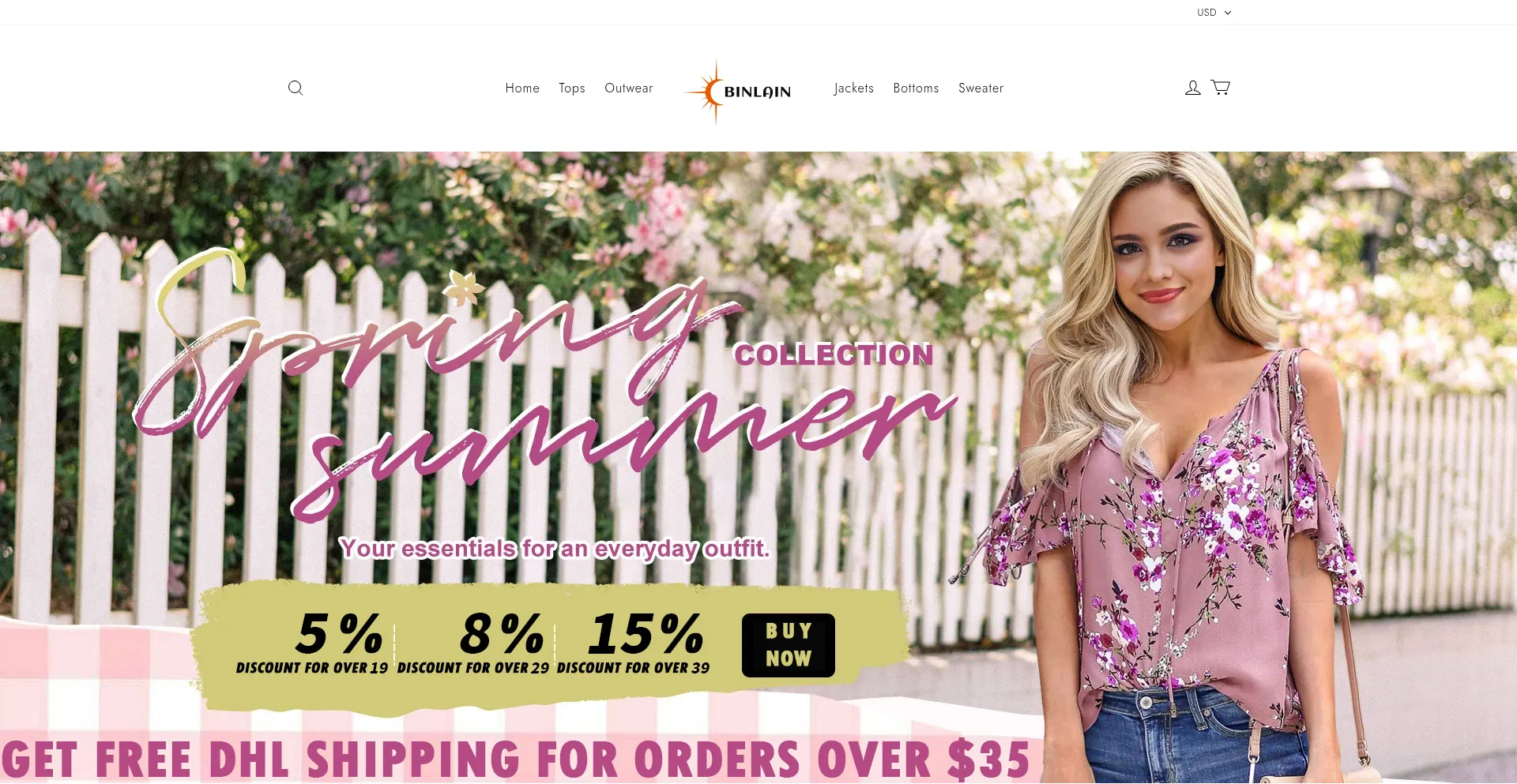 Website screenshot of Binlain.com