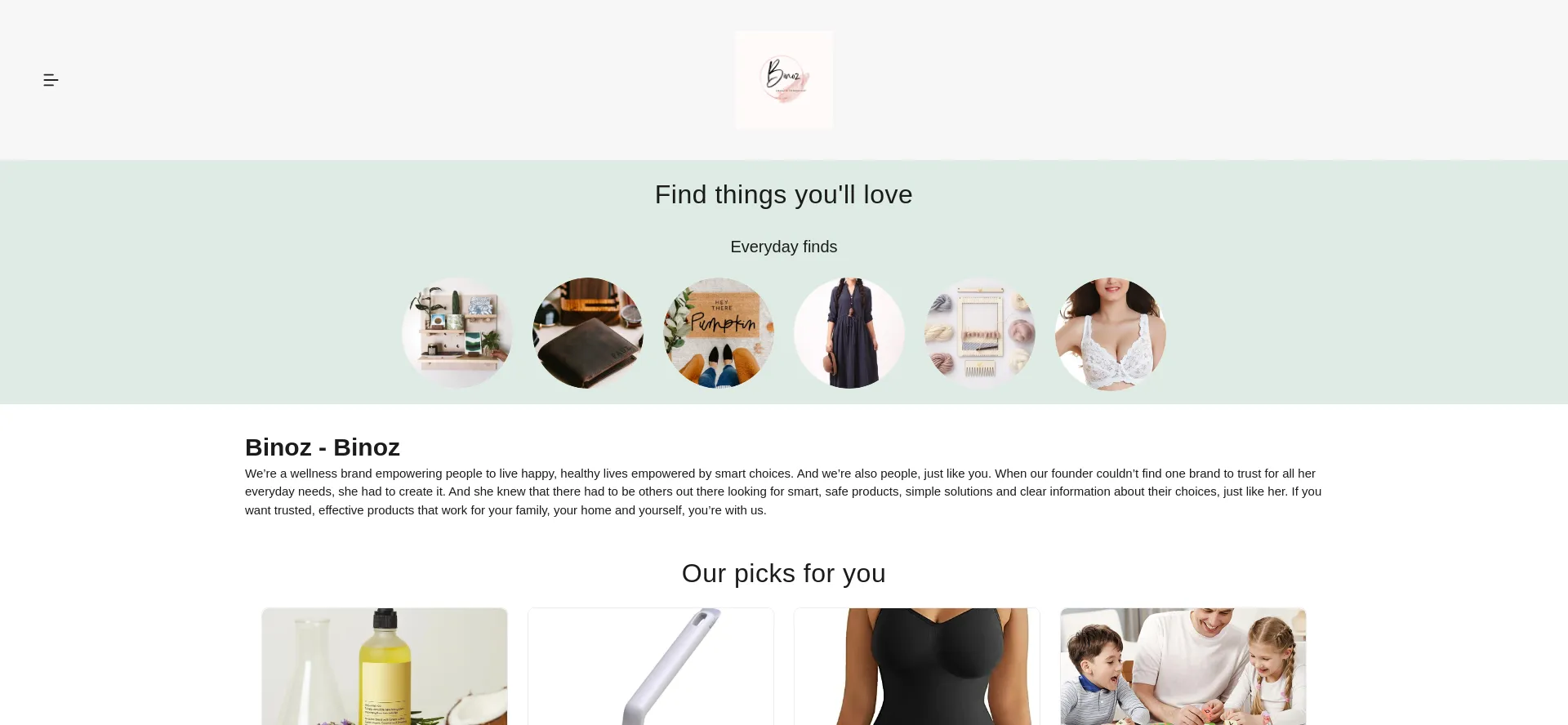 Website screenshot of Binoz-store.com