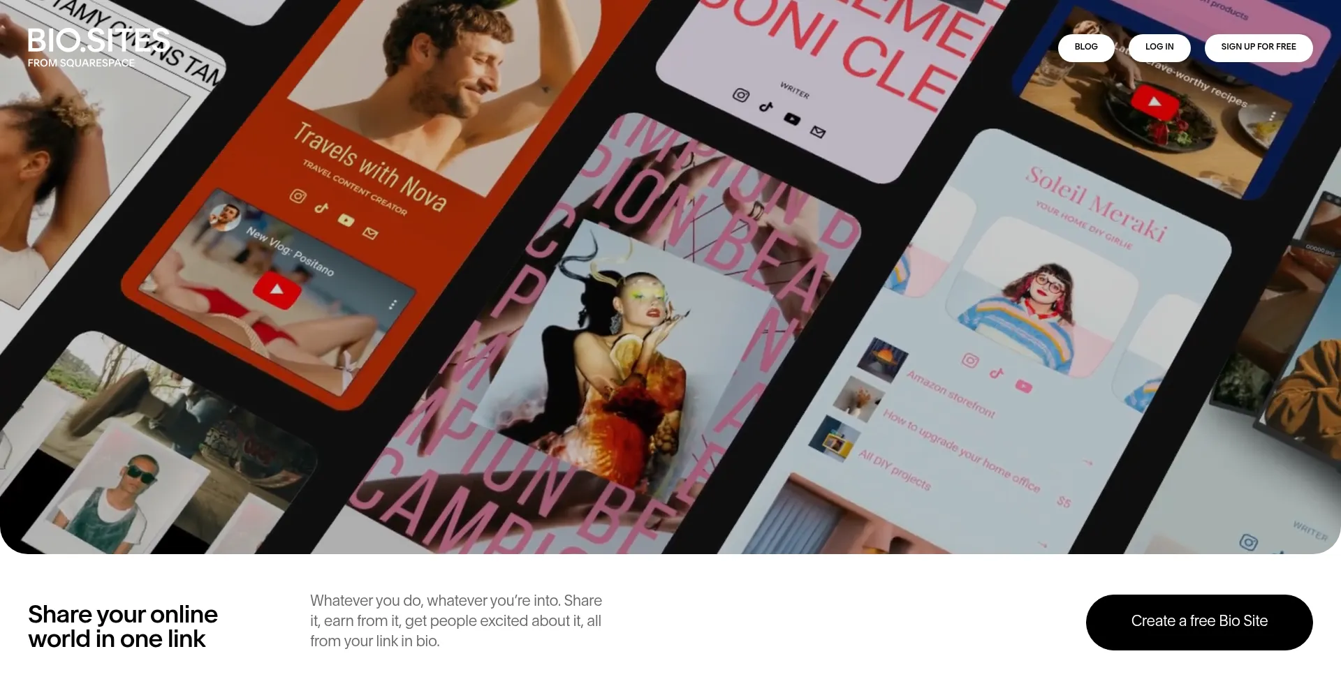 Website screenshot of Bio.site
