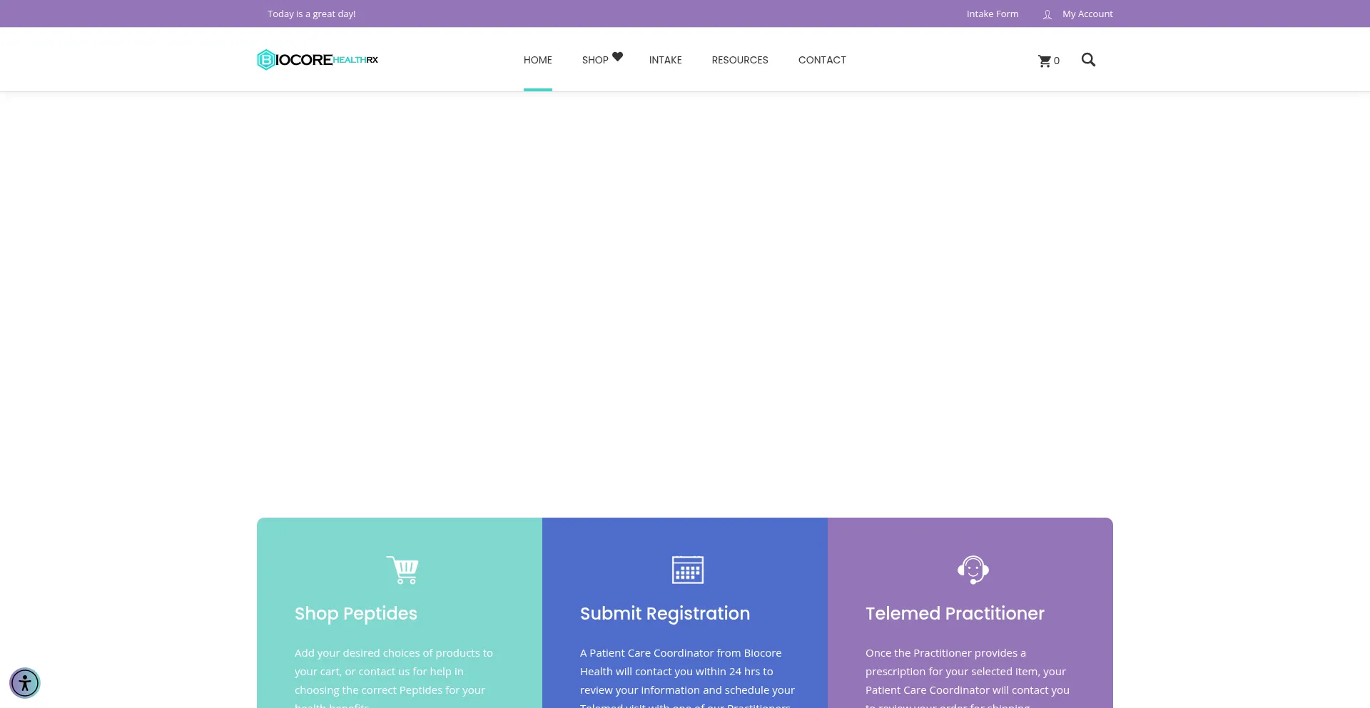 Website screenshot of Biocorehealthrx.com