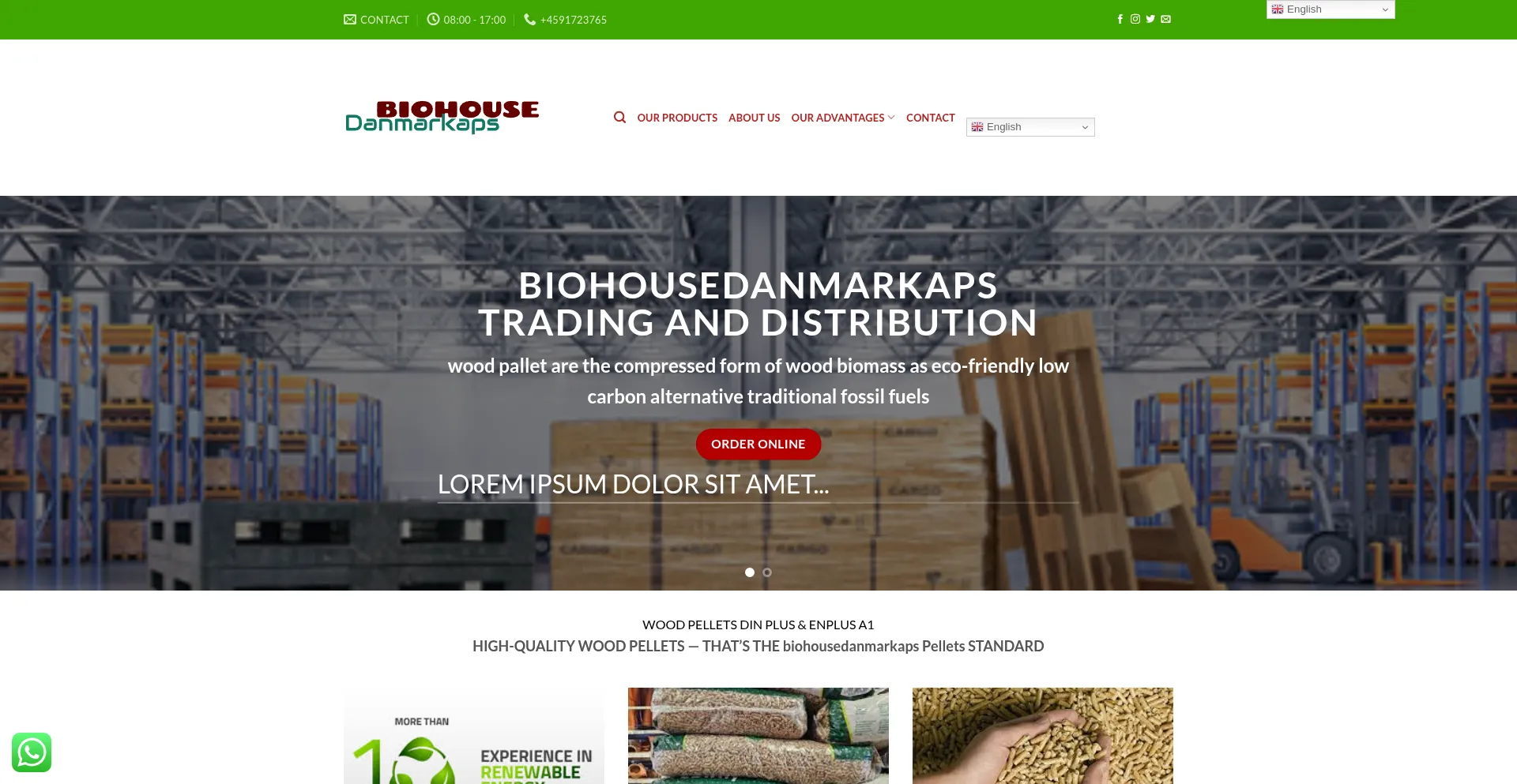 Website screenshot of Biohousedanmarkaps.com