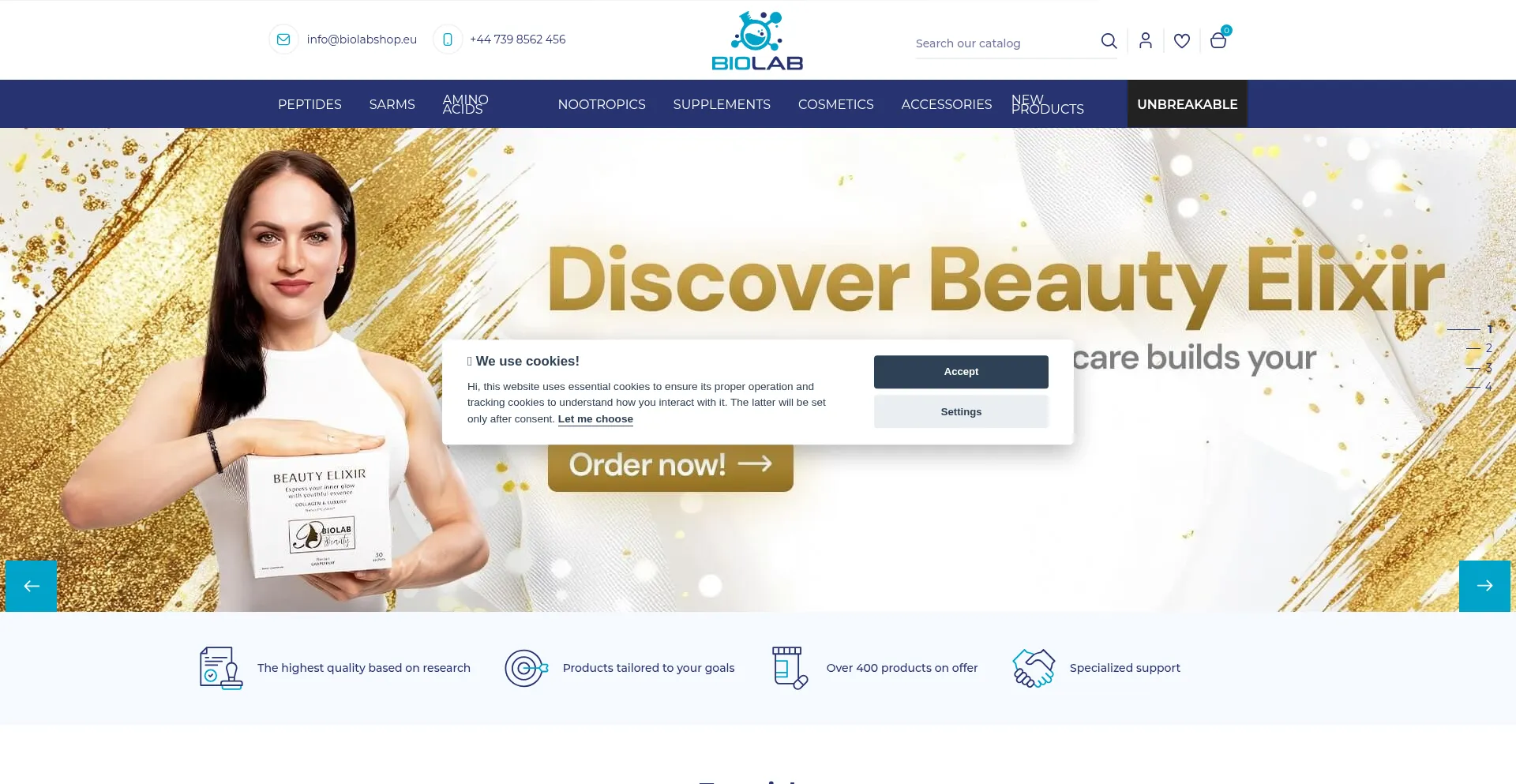 Website screenshot of Biolabshop.eu