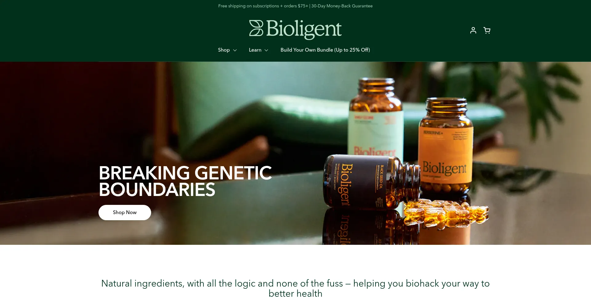 Website screenshot of Bioligent.com