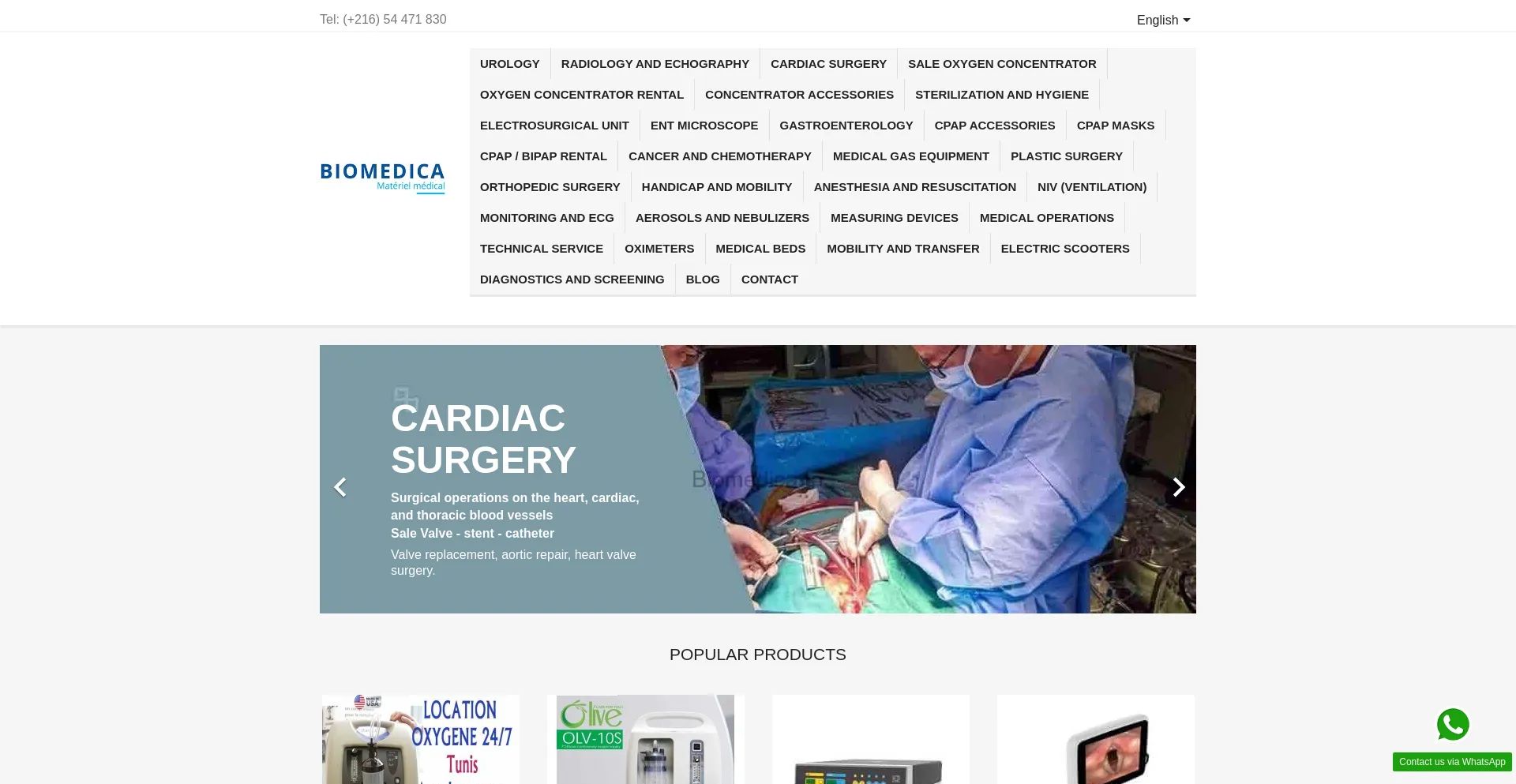 Website screenshot of Biomedica.tn