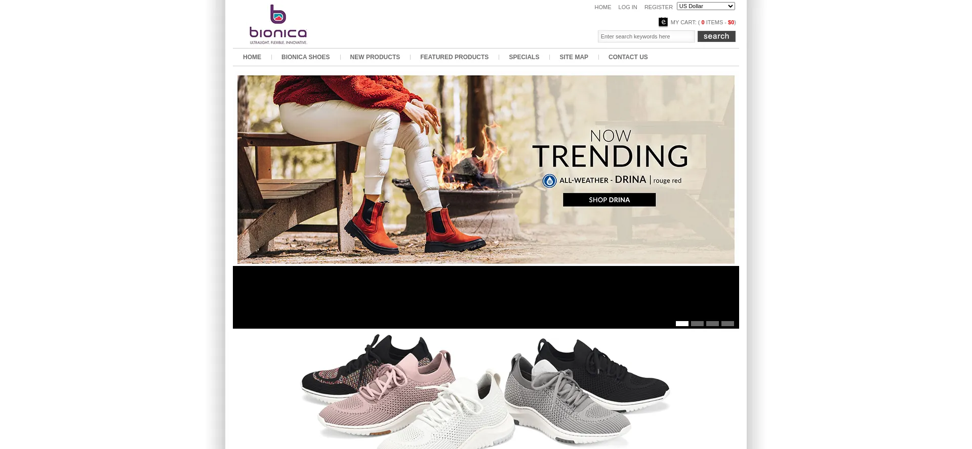 Website screenshot of Bionica-shoes.com