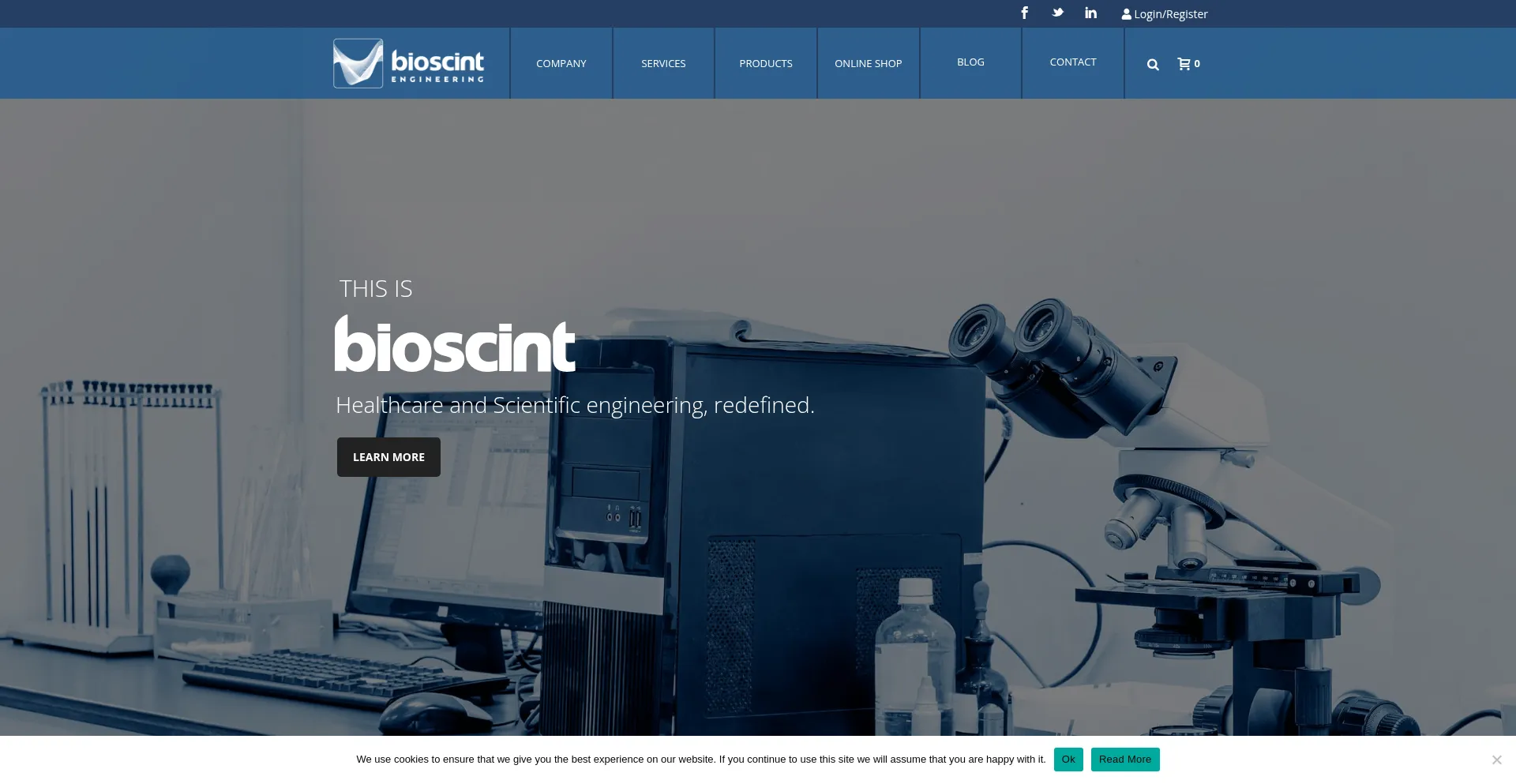Website screenshot of Bioscint.com