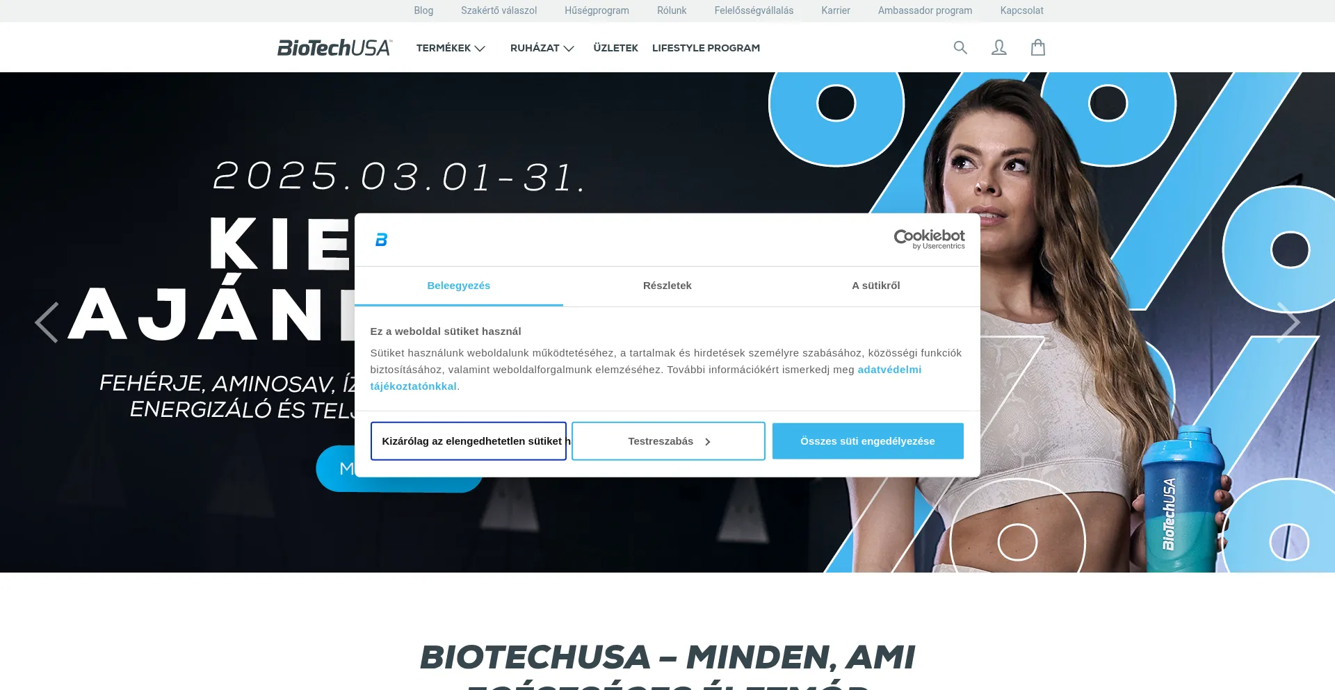 Website screenshot of Biotechusa.hu