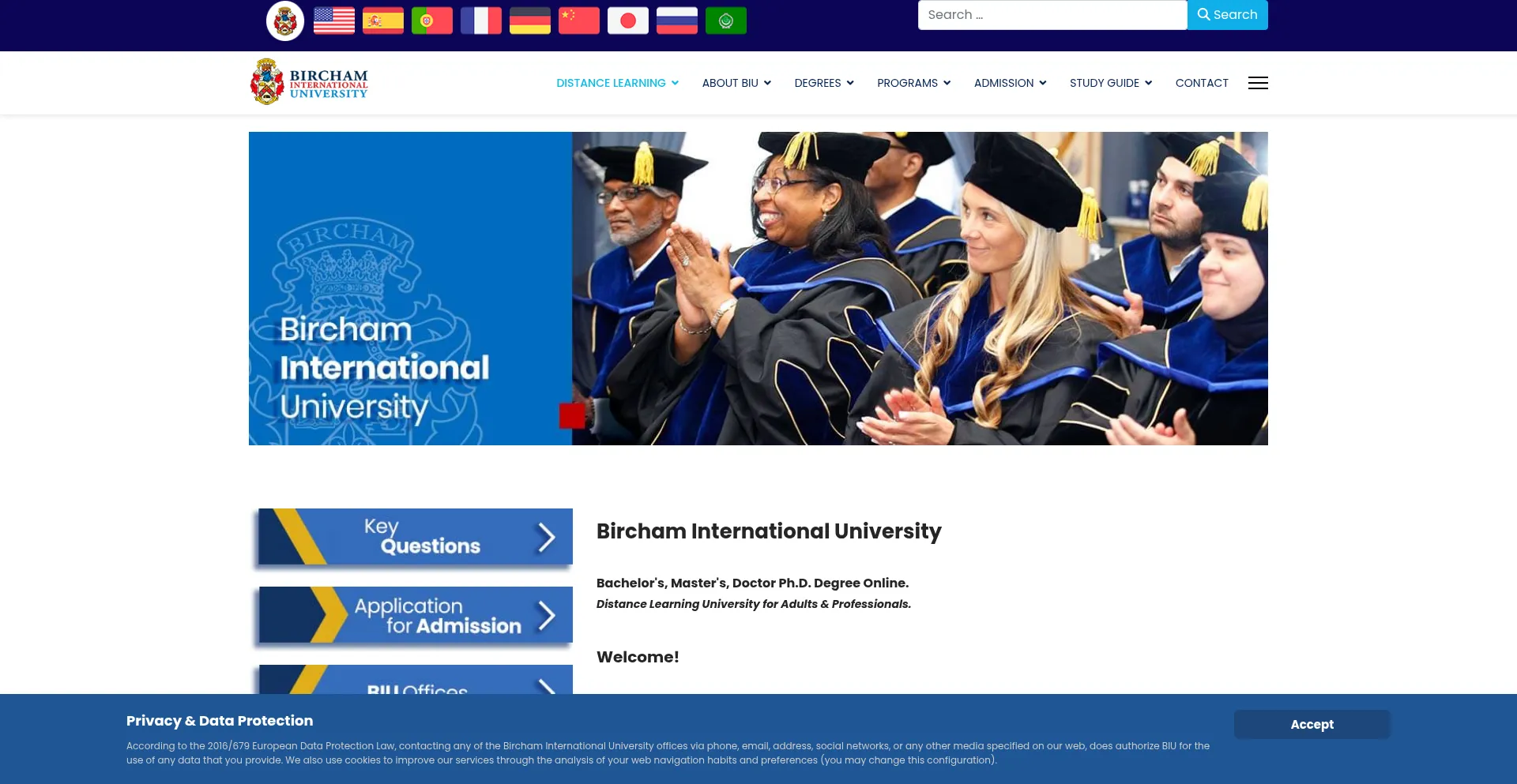 Website screenshot of Bircham.edu