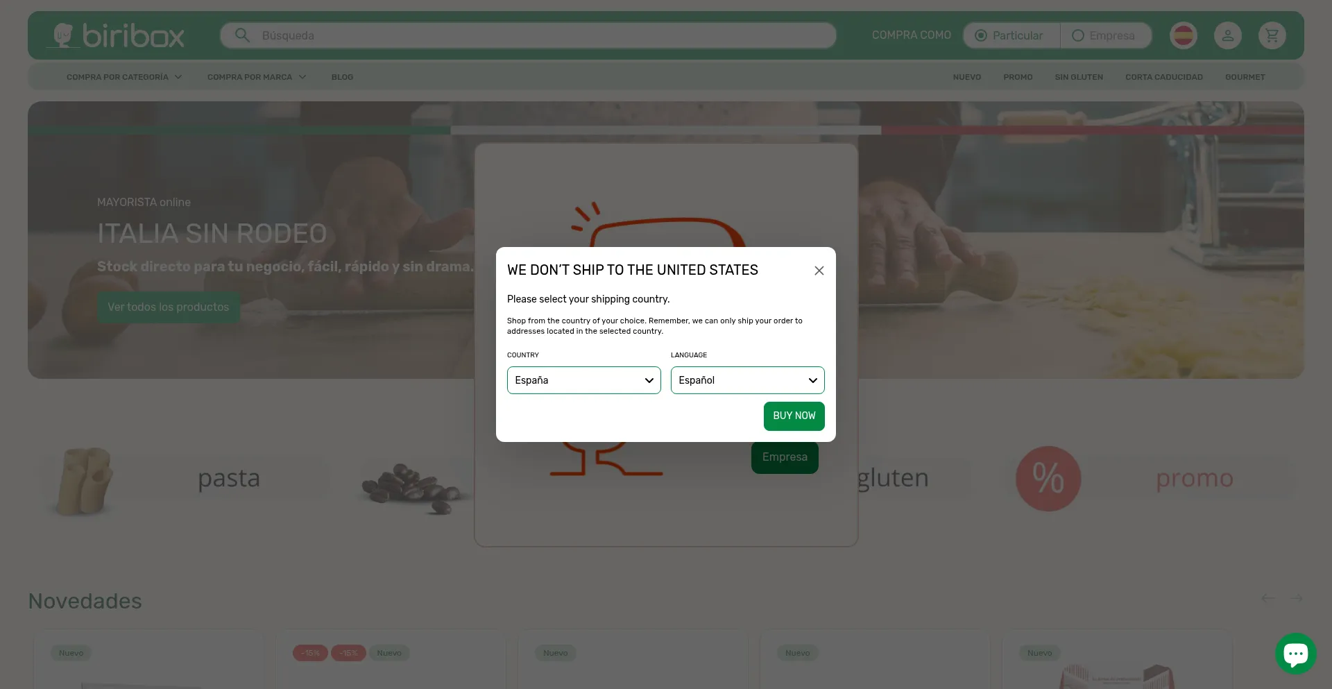 Website screenshot of Biribox.com