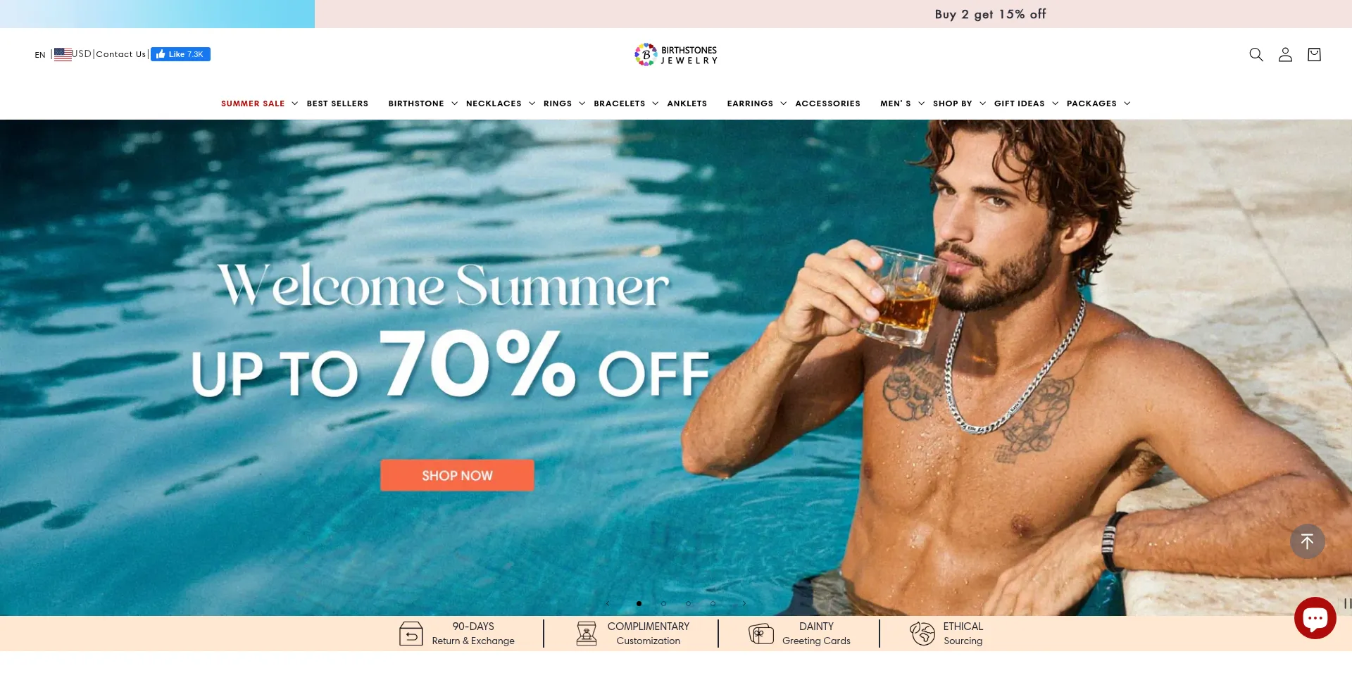Website screenshot of Birthstonesjewelry.com