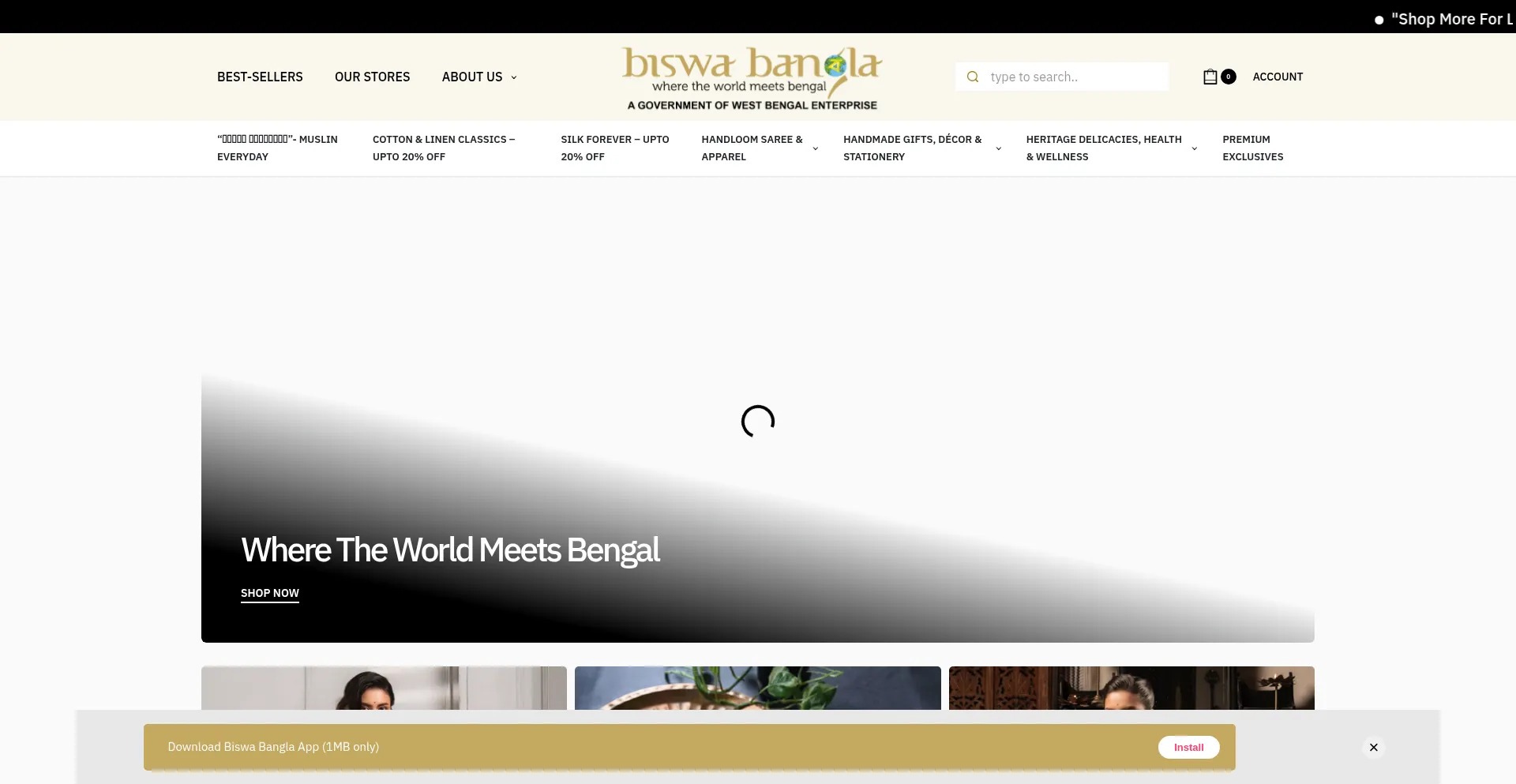 Website screenshot of Biswabangla.in