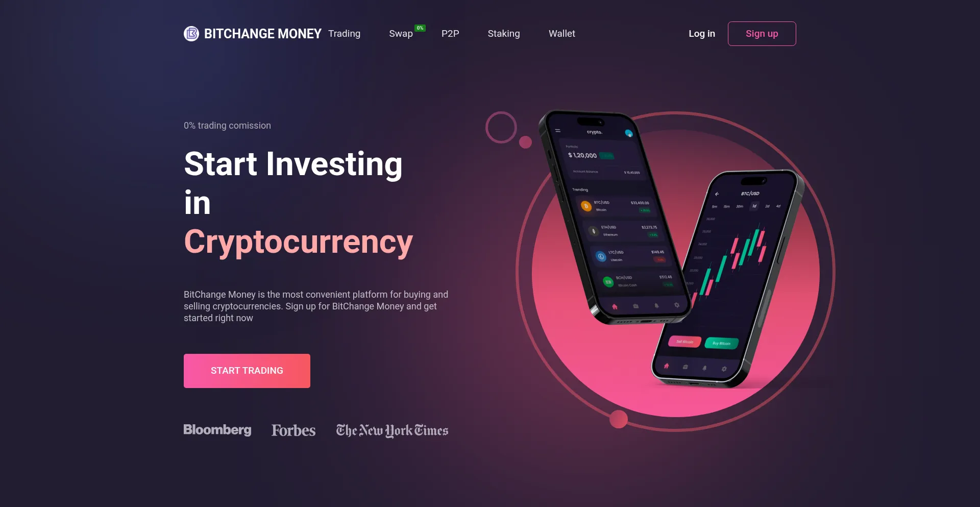 Website screenshot of Bit-change.money