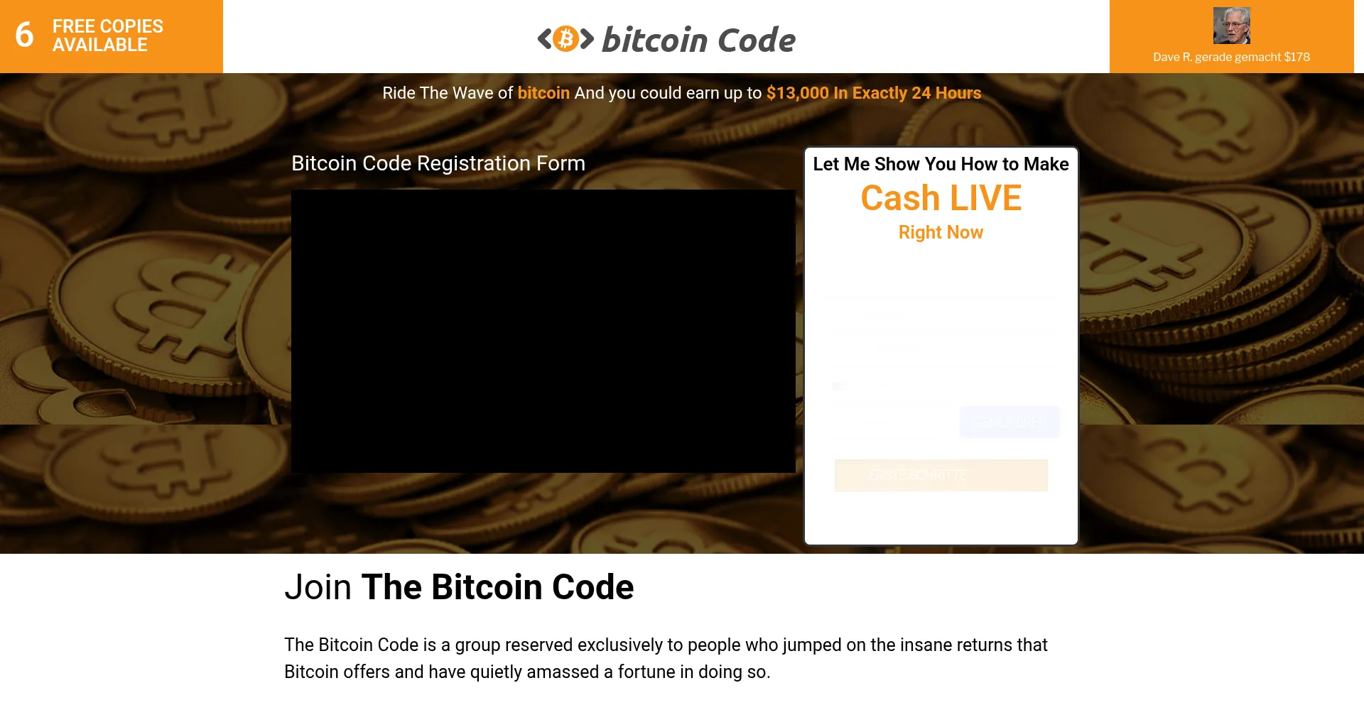 Website screenshot of Bit-coin-code.com